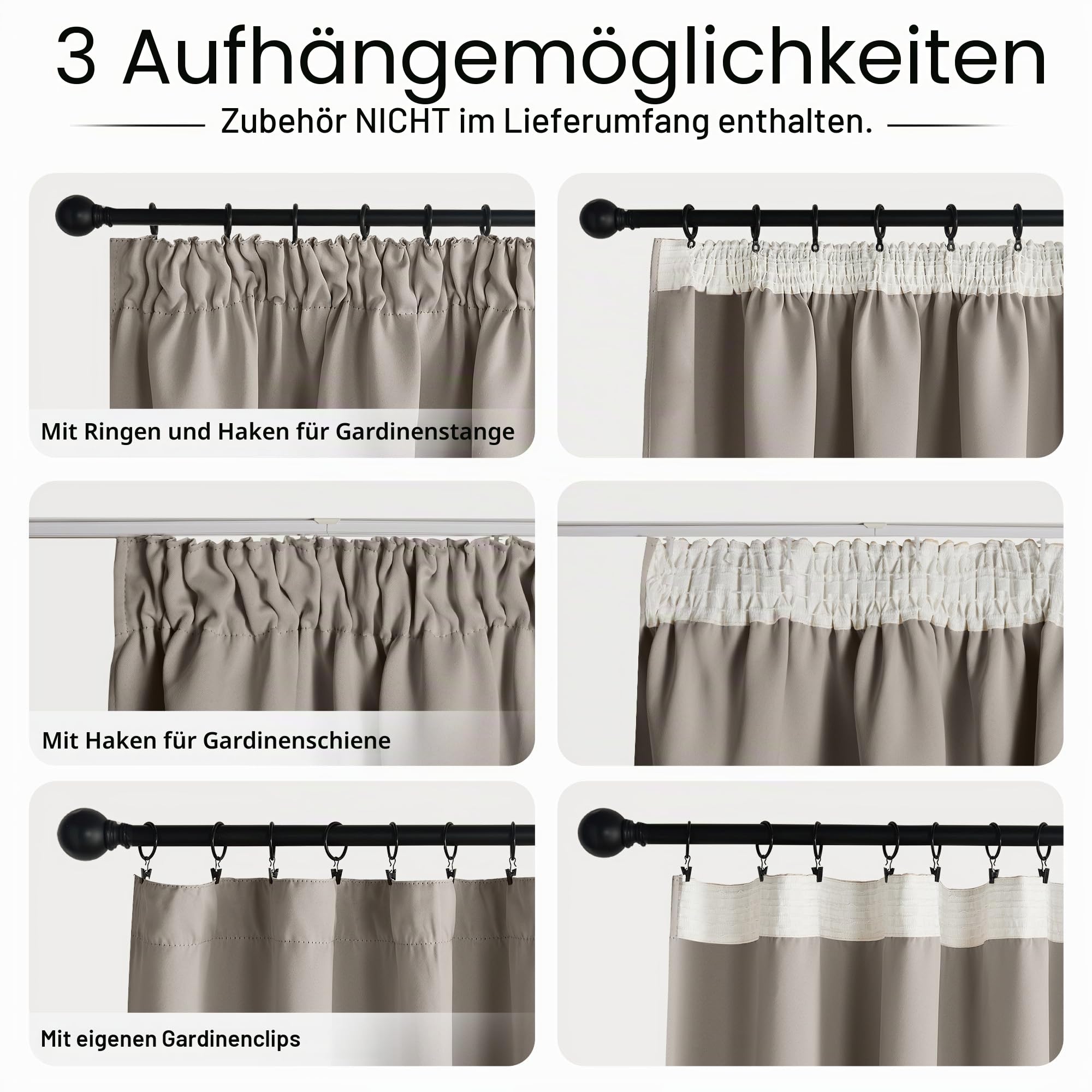 NICETOWN Thermovorhang 300 cm Breit Verdunklungsvorhänge kräuselband | 1er Set, H240 x B300 cm, Sandfarben, Raumteiler Vorhang, Gardinen Schienensystem, Geeignet für Wohnzimmer und Schlafzimmer