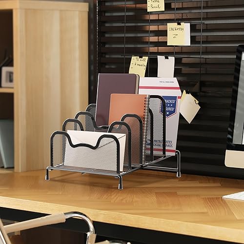 Miniatura 2 de Simple Houseware Desk - Organizador clasificador de archivos de 5 secciones, color negro