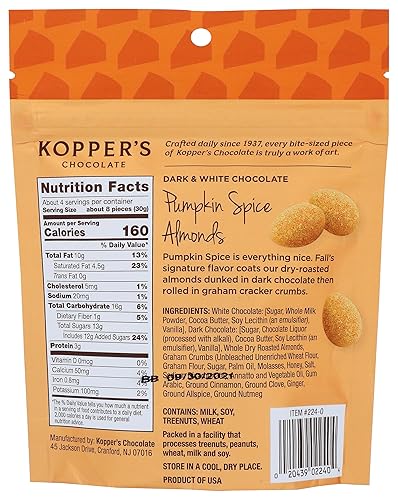 Miniatura 2 de Kopper's Chocolate Pumpkin Spice Almonds- Dark & White Chocolate