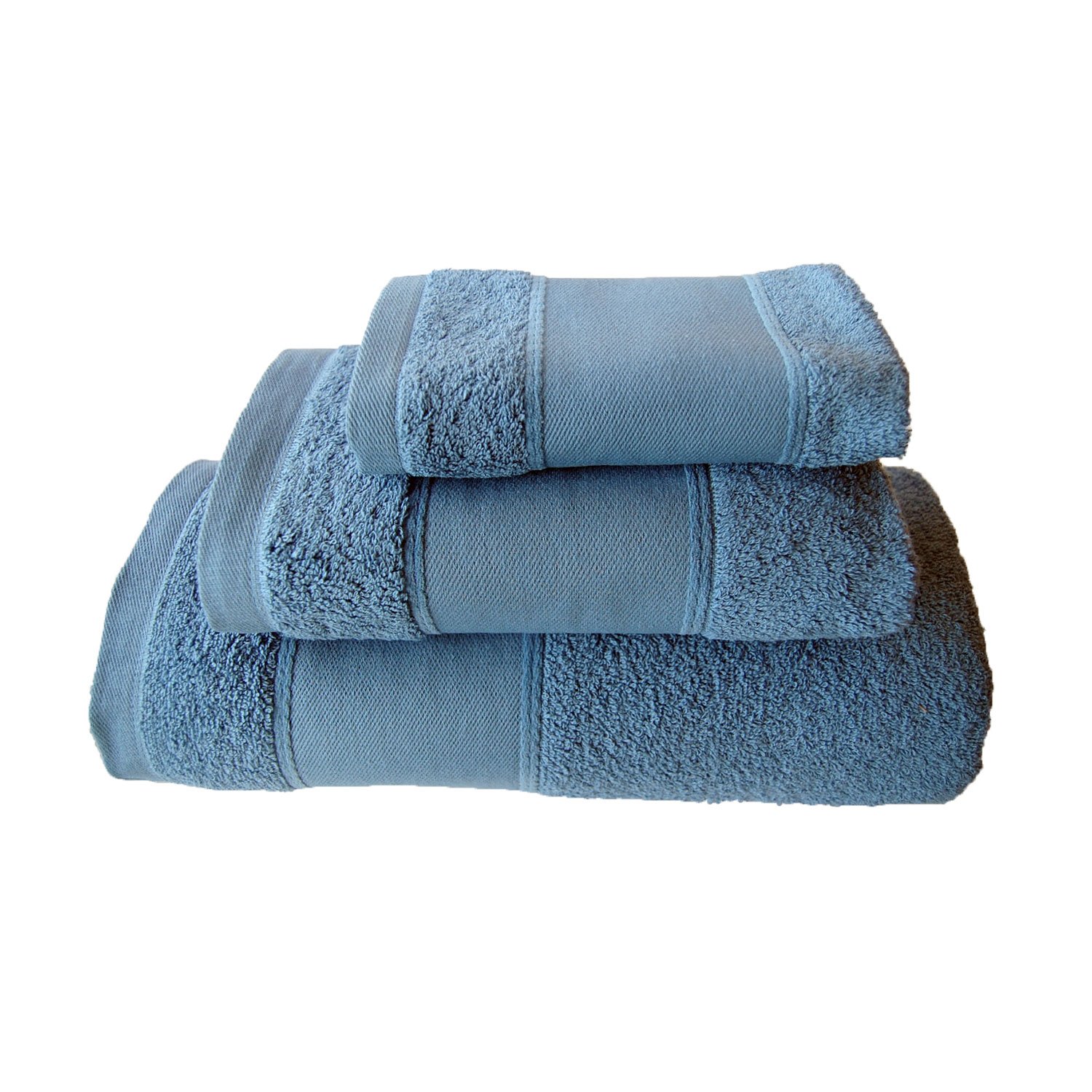 Toallas de baño personalizadas, 500 g/m², 3 piezas, sábana de baño, toalla de mano, toalla de invitados (azul)
