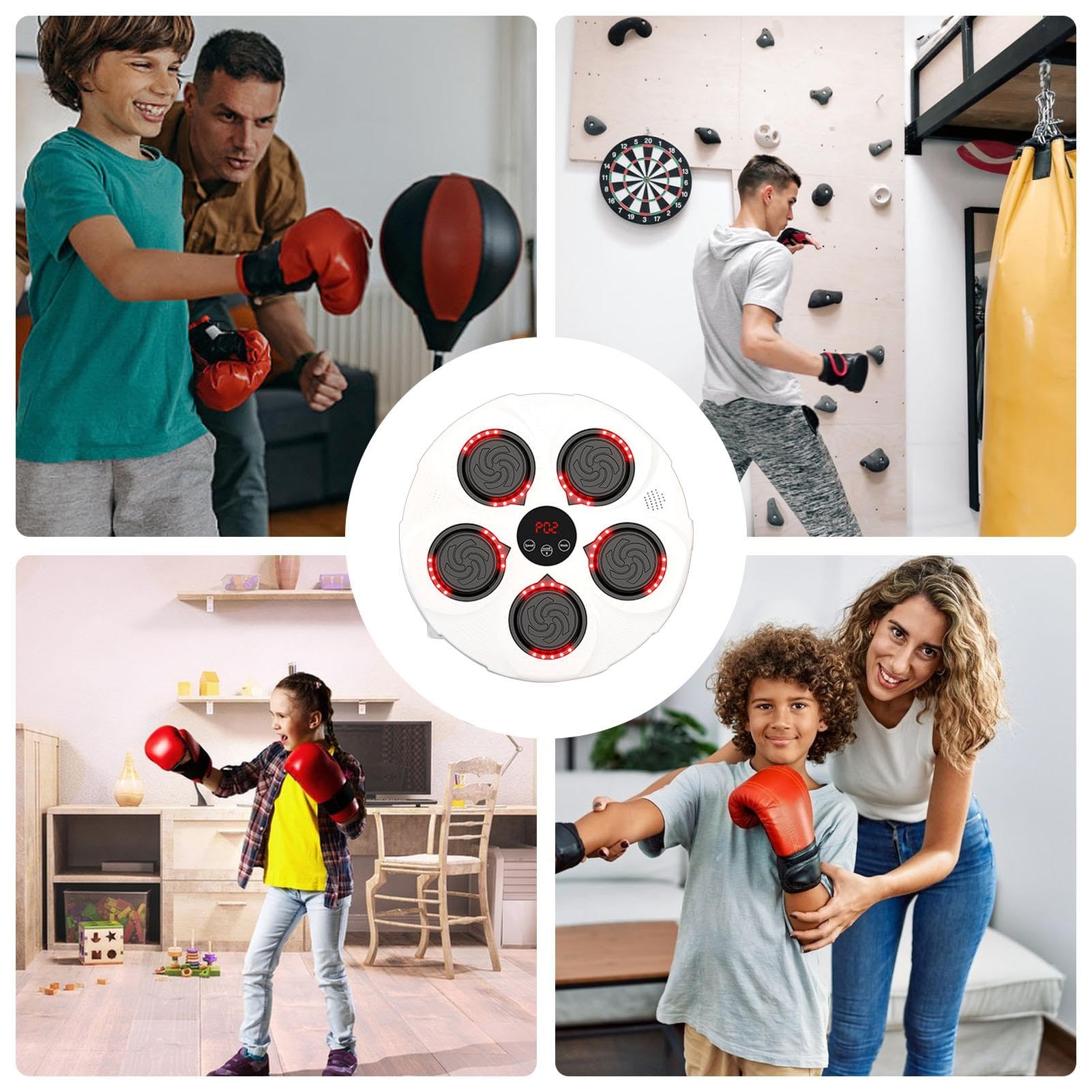 Macchina da boxe elettronica per musica – Boxe musicale wireless | Allenatore di boxe musicale wireless, attrezzatura intelligente per punzonatura con modalità di luce, velocità regolabile per uso