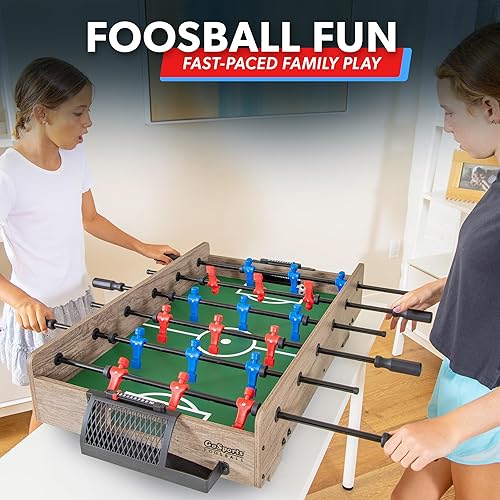 Vista 2 de Juego de futbolín de mesa GoSports de 32 pulgadas - Roble o Negro Tabletop, Foosball, Oak, Black