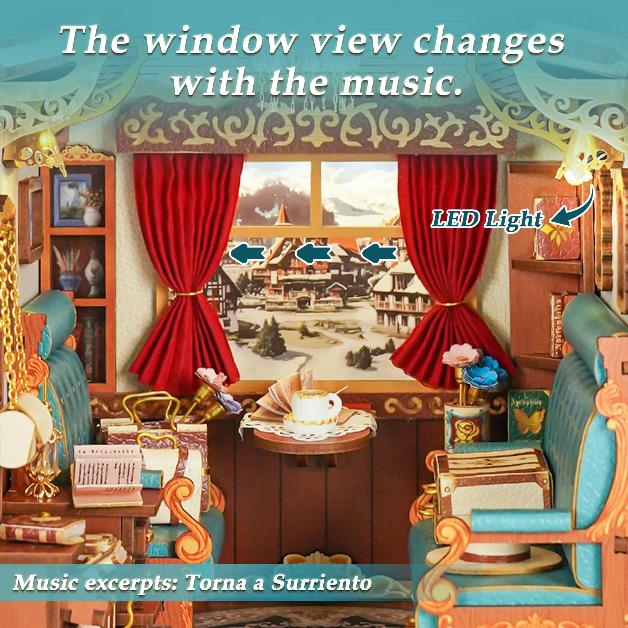 Tonecheer Motion Scene Book Nook Kits, Set di Accessori per l'infinito in Ferro Europeo, Puzzle 3D, Fermalibri in Legno per Adulti, Booknooks fai da te in Miniatura per la Decorazione