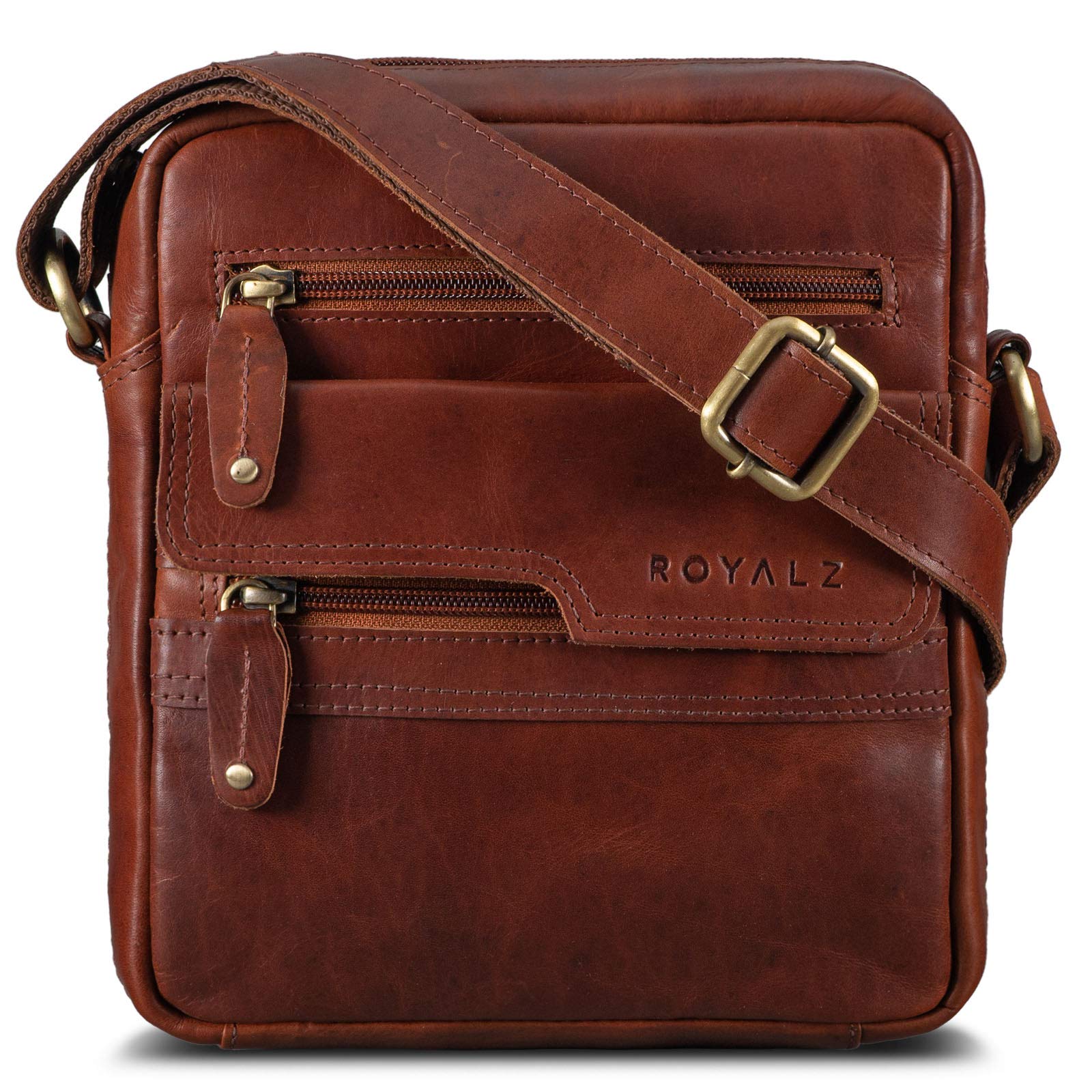 Sac Bandoulière Homme ROYALZ Phoenix Cuir Véritable Vintage - Petit Sacoche Messager