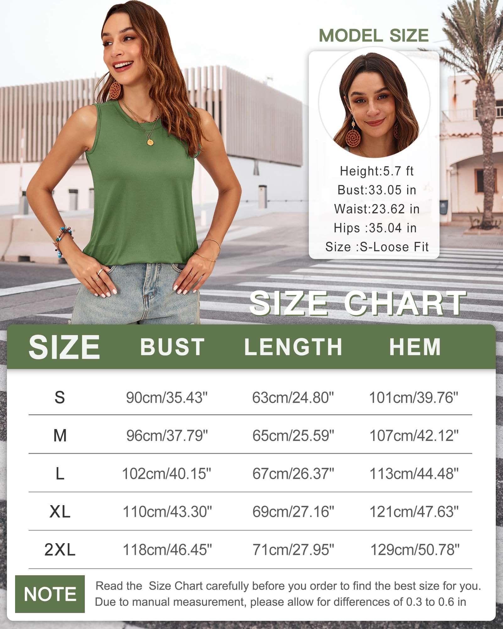 WNEEDU Damski tank top, bez rękawów, na lato, okrągły dekolt, bluzka basic