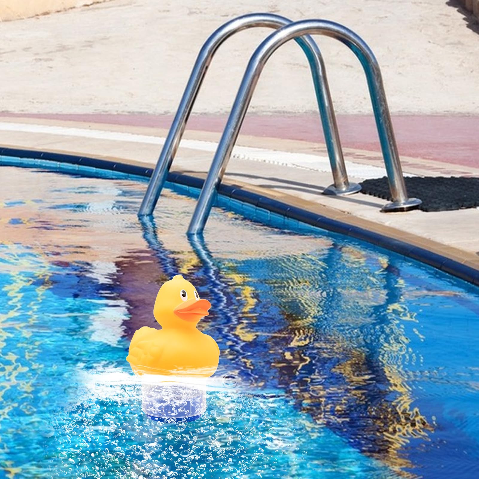 Distributore di Cloro Galleggiante per Piscina Und Spa, Diffusore di Cloro Piscina a di Anatra, Distributore Galleggiante Regolabile per Ch-lo-re O 1-3 Pollice Giallo