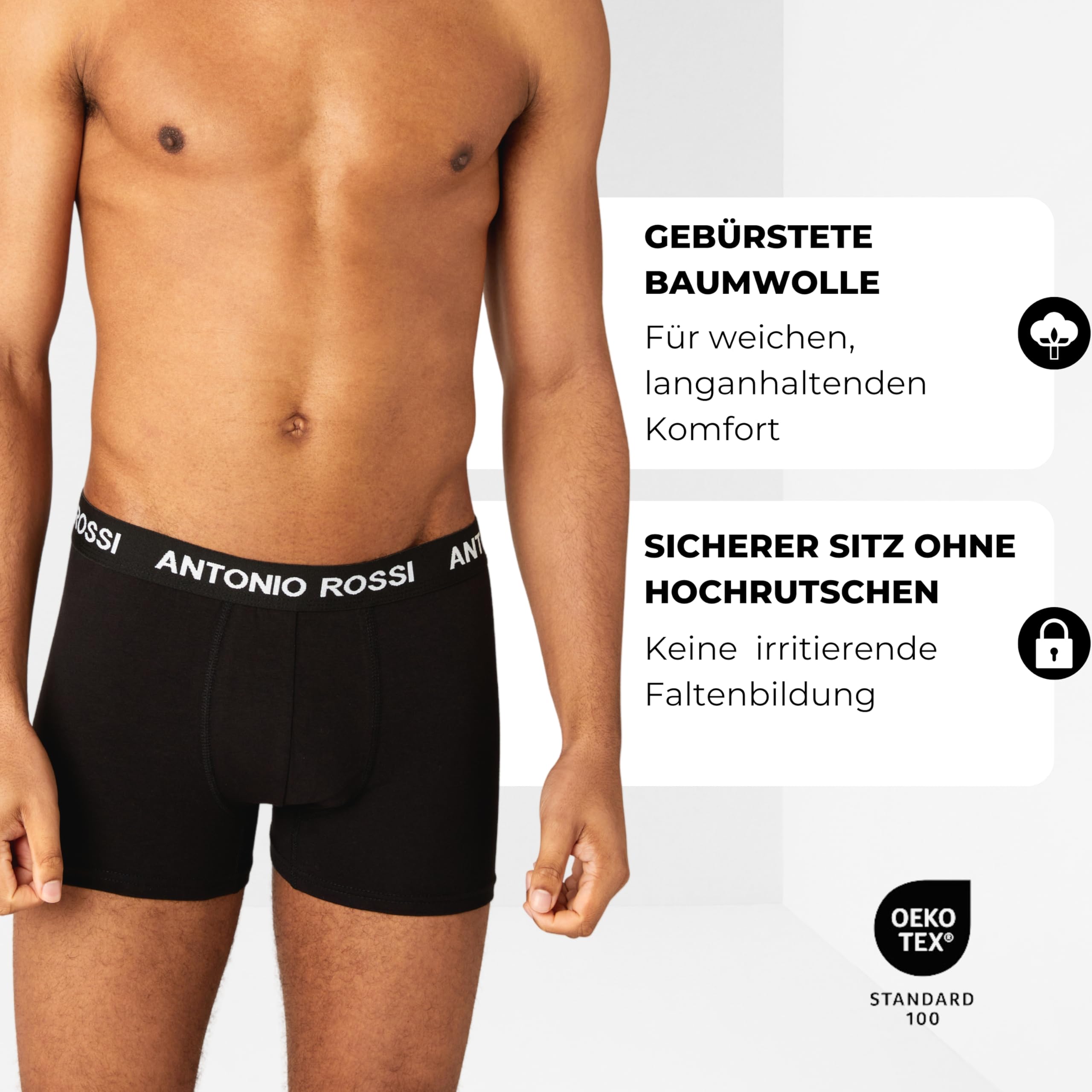 Antonio Rossi 12er-Pack Herren-Boxer-Hipster - Herren-Boxershorts Multipack mit elastischem Bund