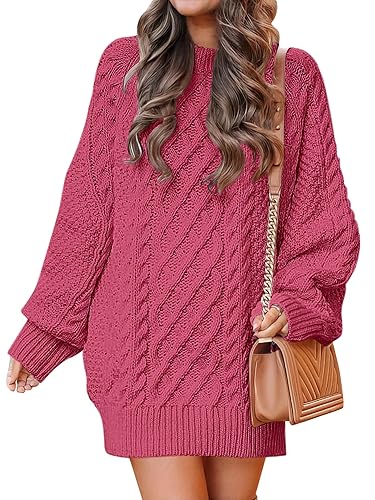 ANRABESS Womens Sweater Dress Oversized Cable Knit Chunky Long Sleeve