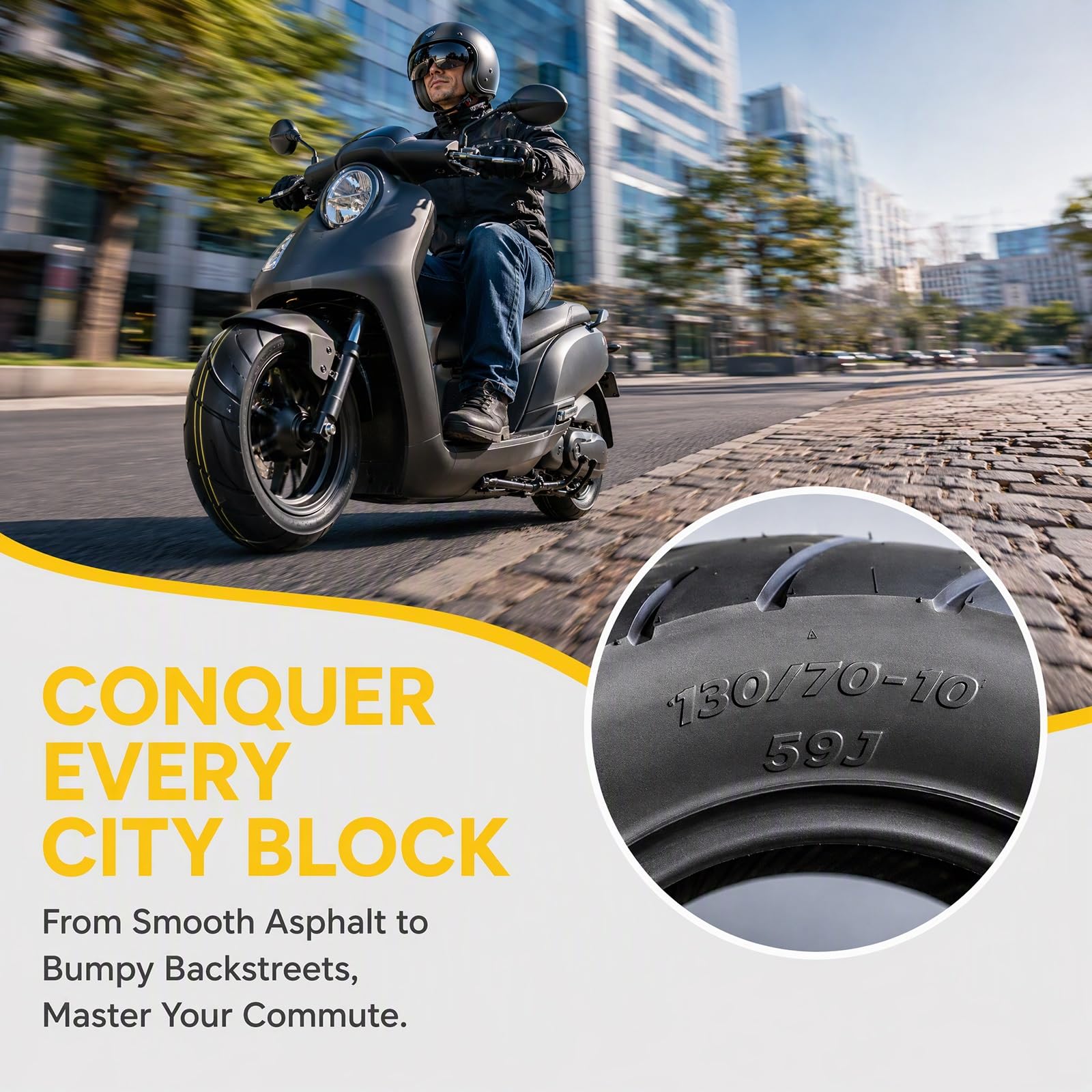 130/70-10 Reifen Tubeless, 130/70/10 59J 8 P.R. 280KPA für Motorräder