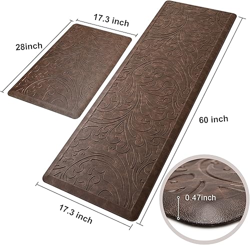 Miniatura 79 de KMAT Tapete de cocina acolchado antifatiga, impermeable, antideslizante, tapete ergonómico y cómodo para el hogar, oficina, fregadero, lavandería