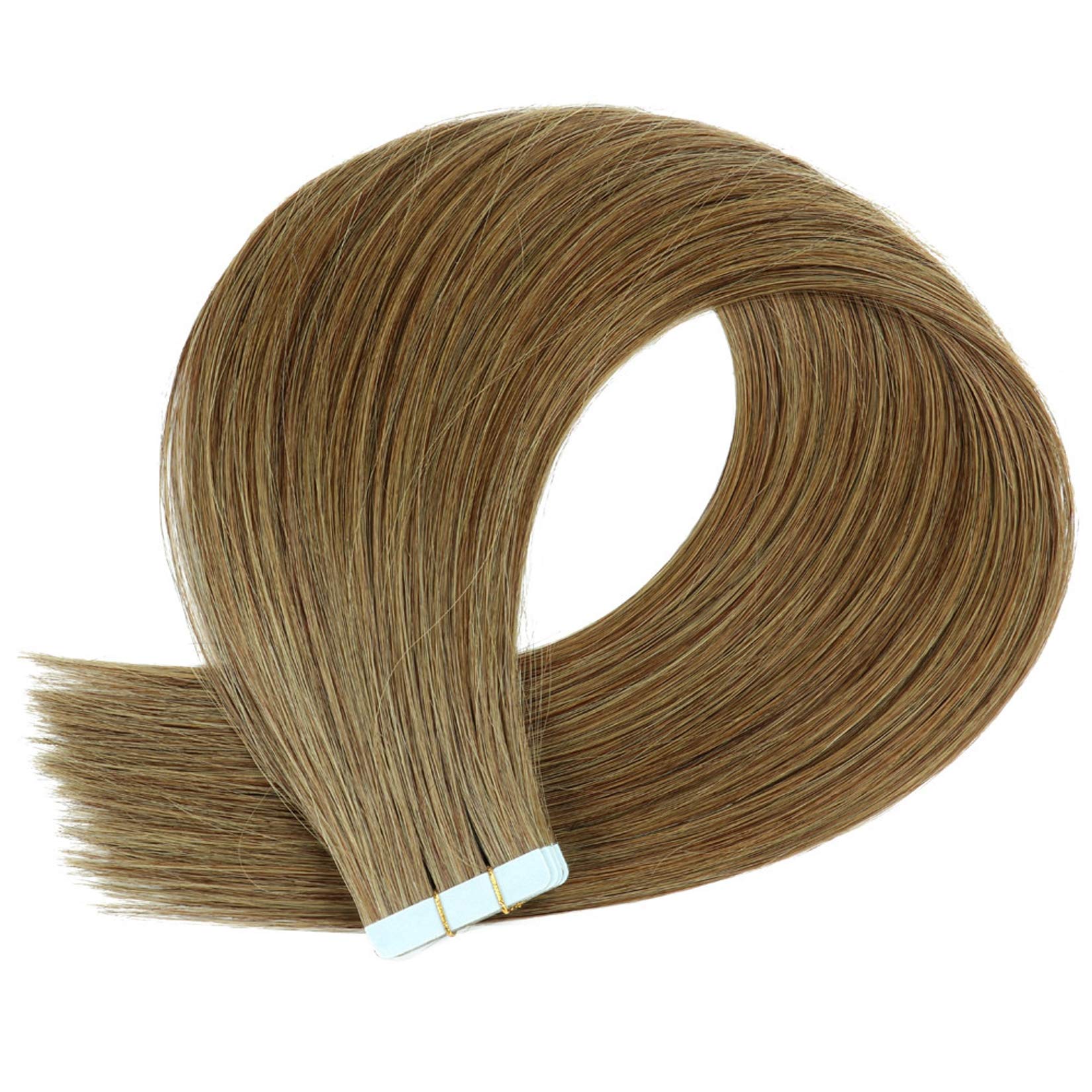 Nastro nelle estensioni dei capelli umani Capelli reali 50g 20pcs Dritto di trama della pelle senza cuciture dritto nelle estensioni dei capelli per le donne,20inch (50cm) 50g