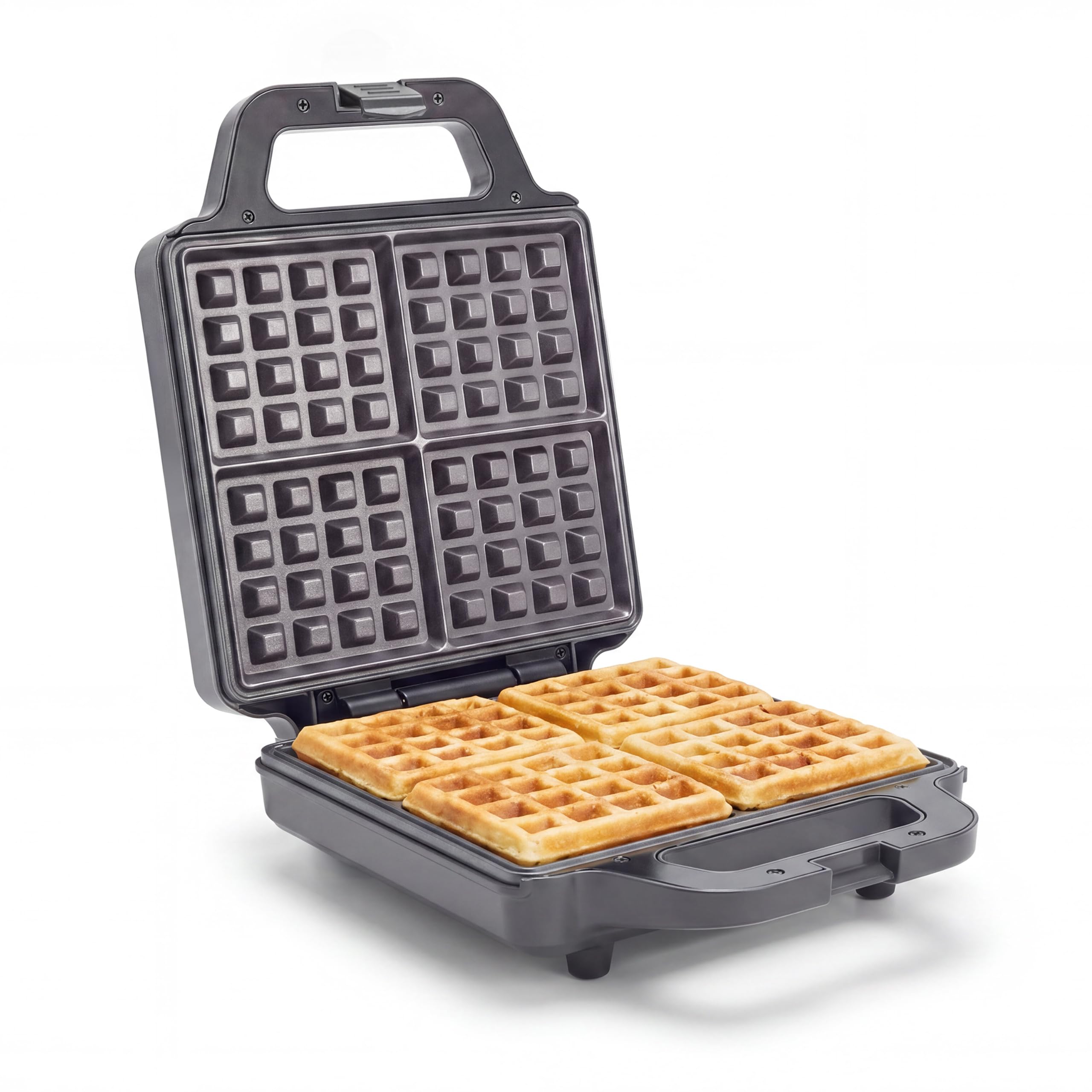 GreenPan Advanced Waffle Maker, 4-Square Belgian &amp; Classic Waffle Maker, PFAS-Free Ceramic Nonstick, Cool-Touch Handle, Overheat Protection, Easy Clean, Graphite