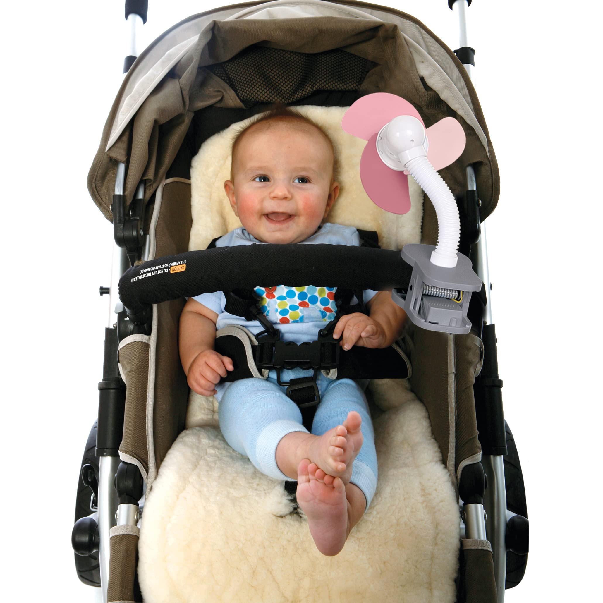 Ventilador Para Cochecito Dreambaby - Clip Ajustable - Flexible Y Seguro - Blanco - Pilas No Incluidas
