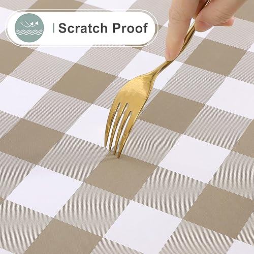 Miniatura 5 de misaya Mantel rectangular de vinilo impermeable, mantel con parte trasera de franela de búfalo, mantel de plástico lavable para otoño, Acción de