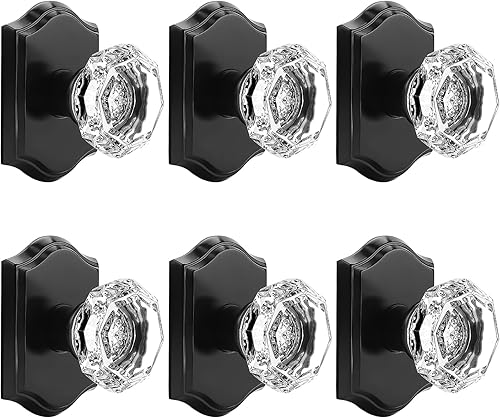 Orger Pomos de puerta de cristal para interior de guardarropapuerta francesa, pomos decorativos inactivos individuales que no giran para un solo