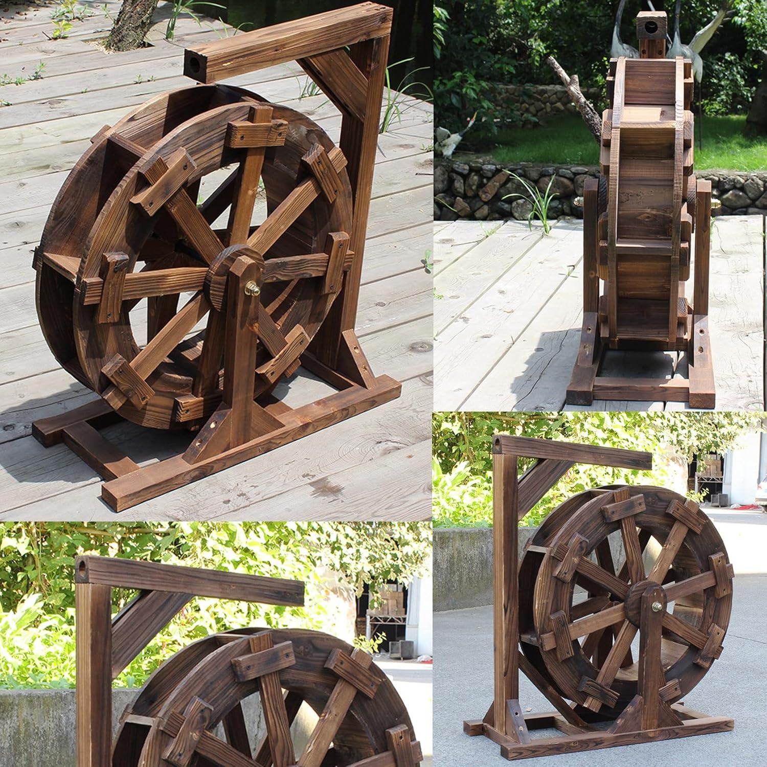 Water Wheel Fountain, Garden Decoration Water Feature,Wheel Fountain Patio Garden Water Feature Feng Shui Wheels Yard Outdoor Decorative for Bird Bath, Fish Tank, Pond Or Garden Decoration