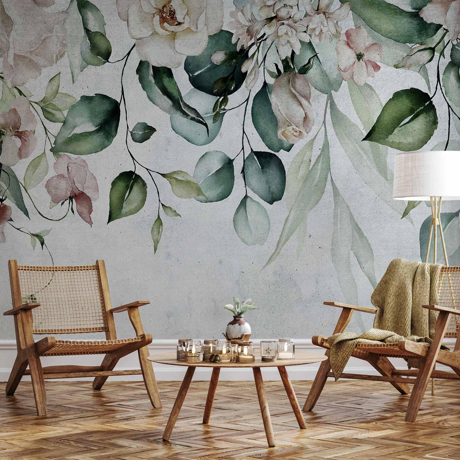 Decorazione Murale Moderna Senza Bolle 400x280 Cm - TNT, Design Botanico,  Facile Applicazione Con Colla Carta Da Parati Foglie Verdi, image size:1500x1500