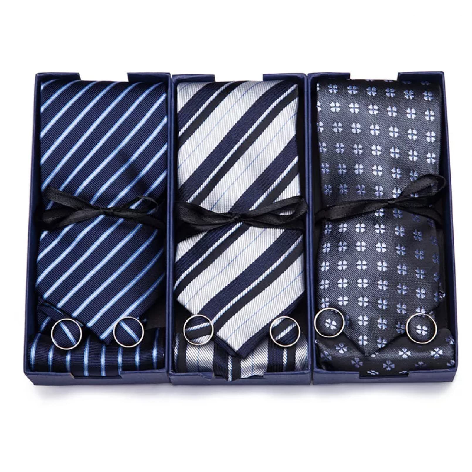 BAJIE Herren Krawatte Burgunder Krawatte Anzug Herren Seidenkrawatte Einstecktuch Manschettenknöpfe Krawatte Jacquard Woven Krawatte Hochzeitsgeschenkbox