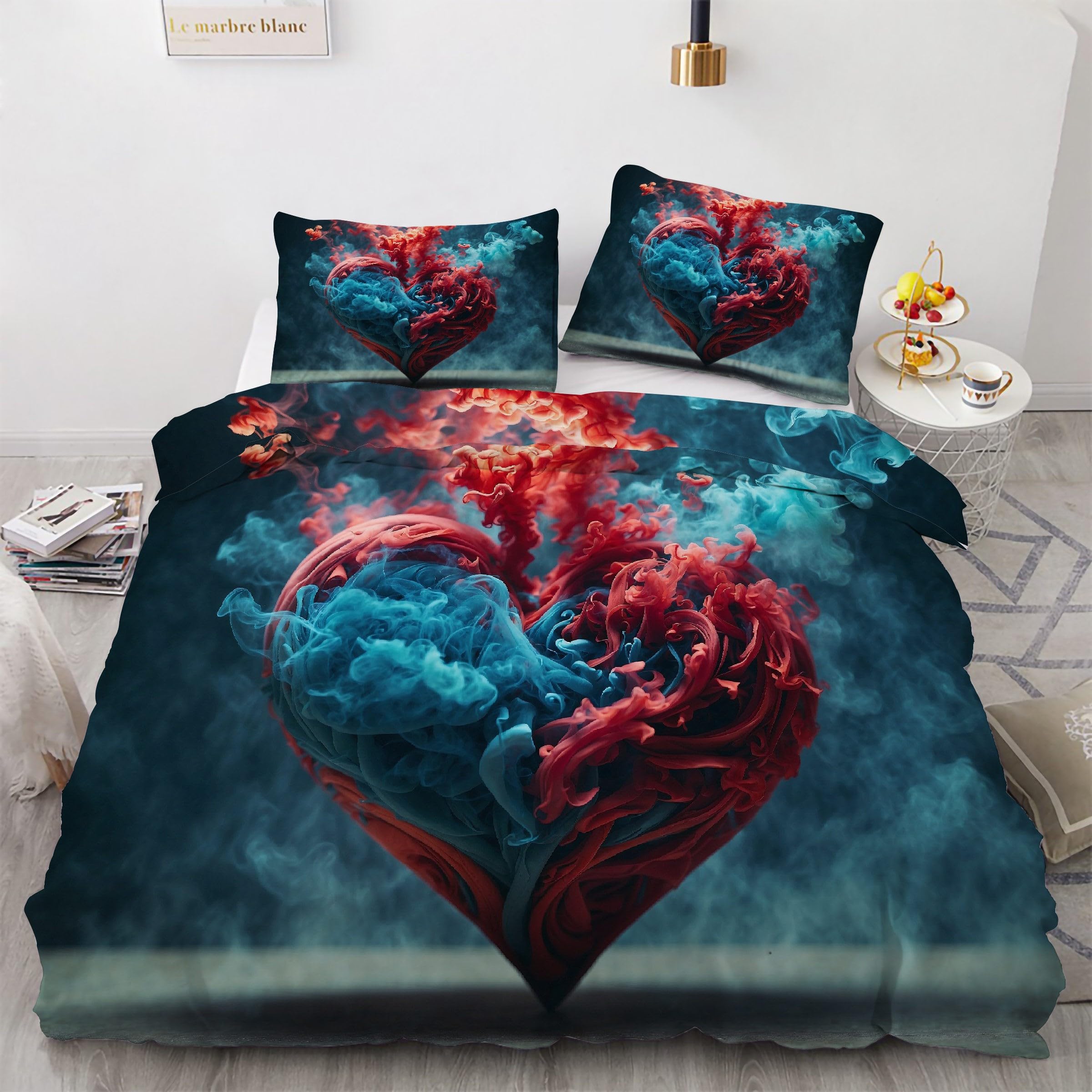 Housse de couette 220x240 fumée avec 2 taies d'oreiller microfibre