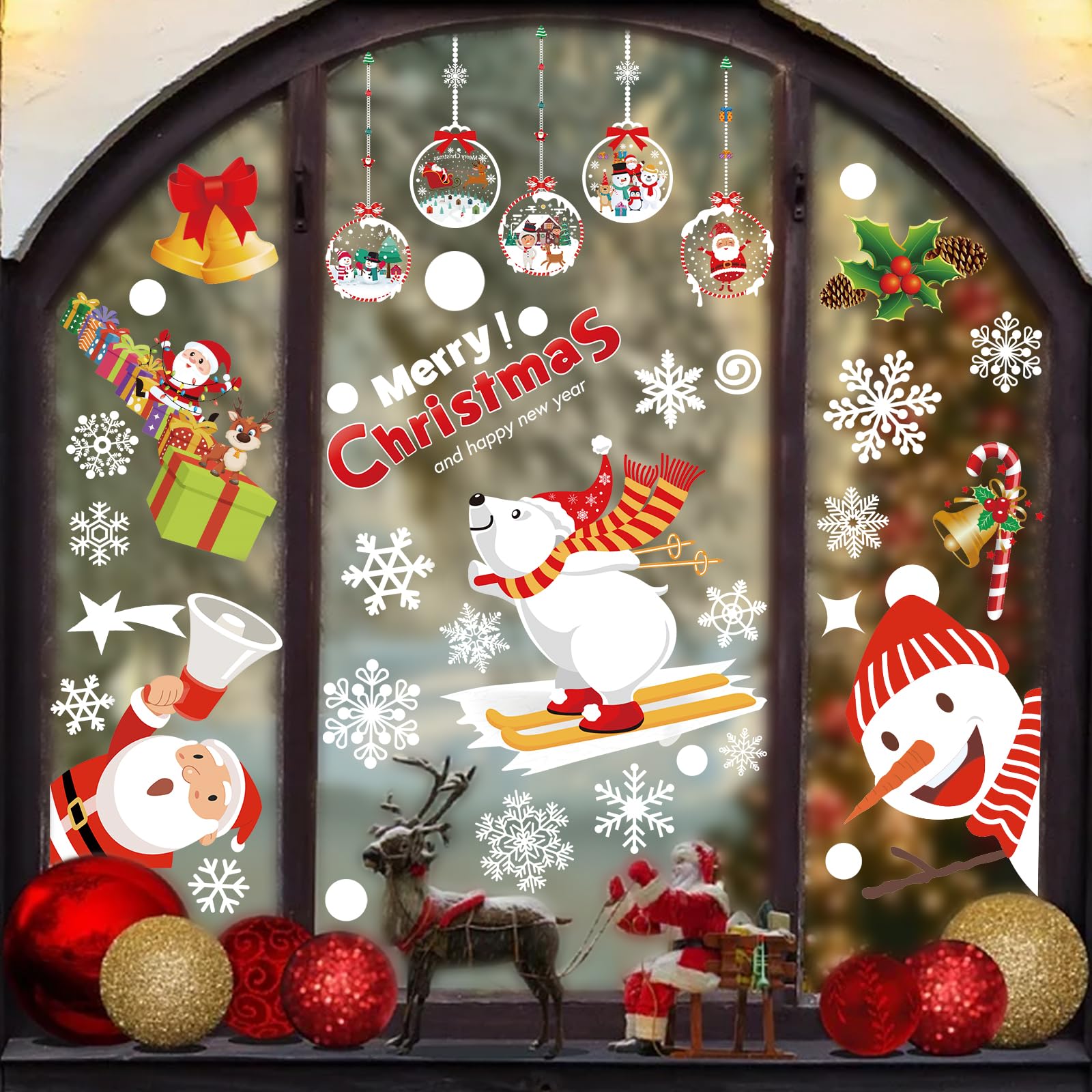 Amazon | Joyoldelf クリスマス ステッカー 8枚組 静電ステッカー