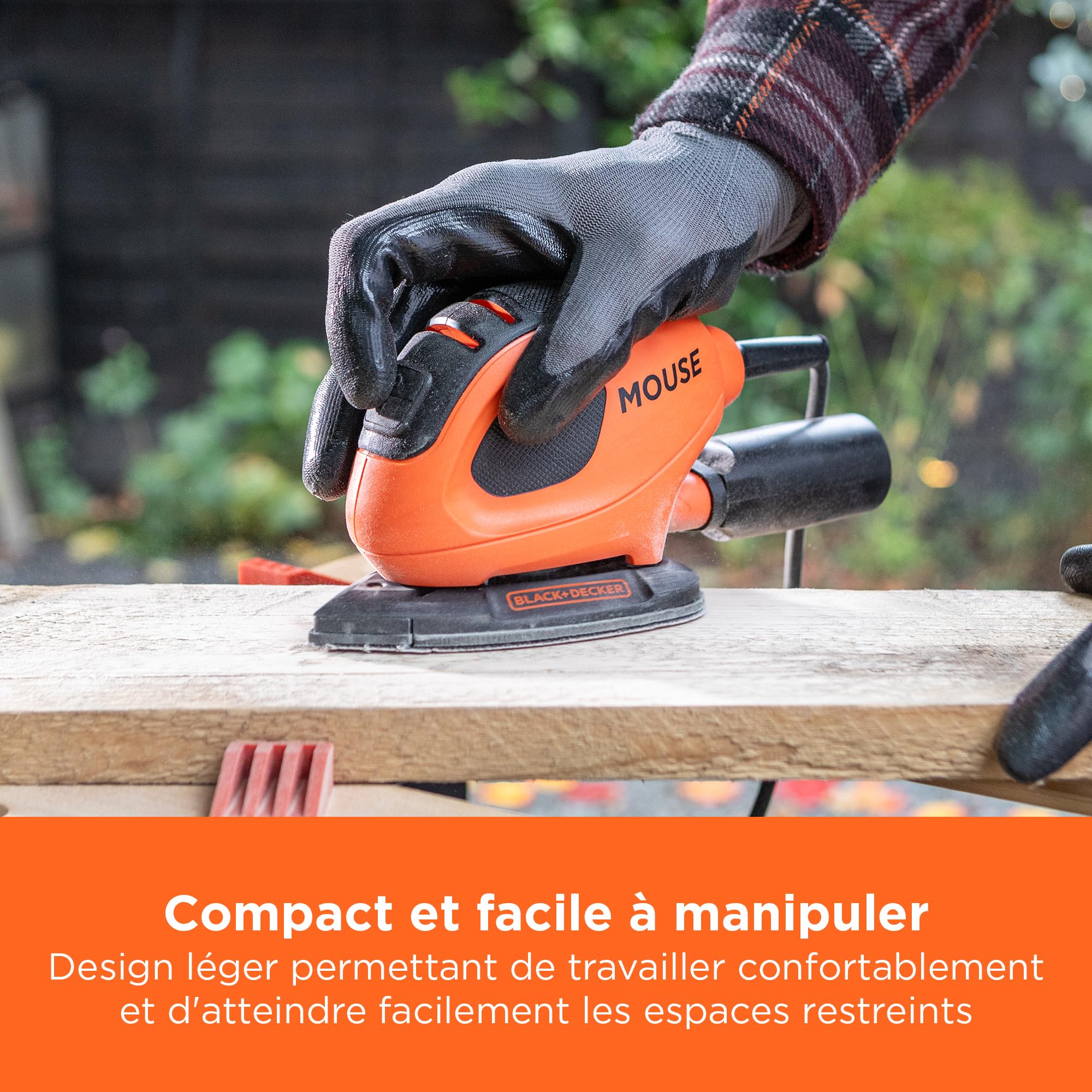 BLACK+DECKER Ponceuse à souris électrique compacte de 55W, avec port d'extraction des poussières et 15 accessoires, y compris des feuilles de ponçage, des pointes de ponçage et un sac souple, BEW230BC