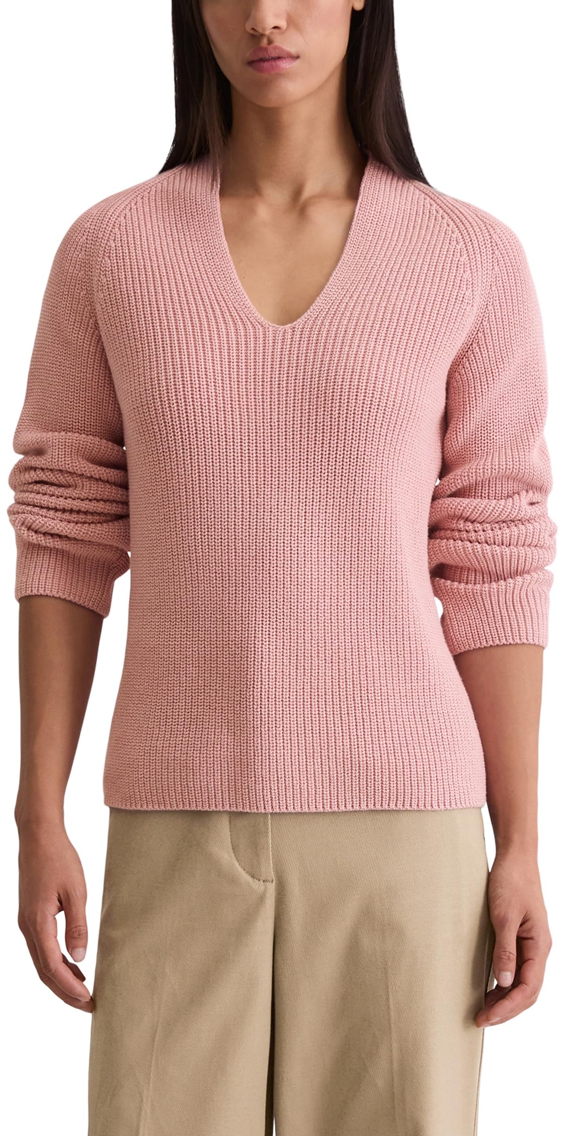Marc OߴPolo Damen Strickpullover aus Bio-Baumwolle mit V-Ausschnitt