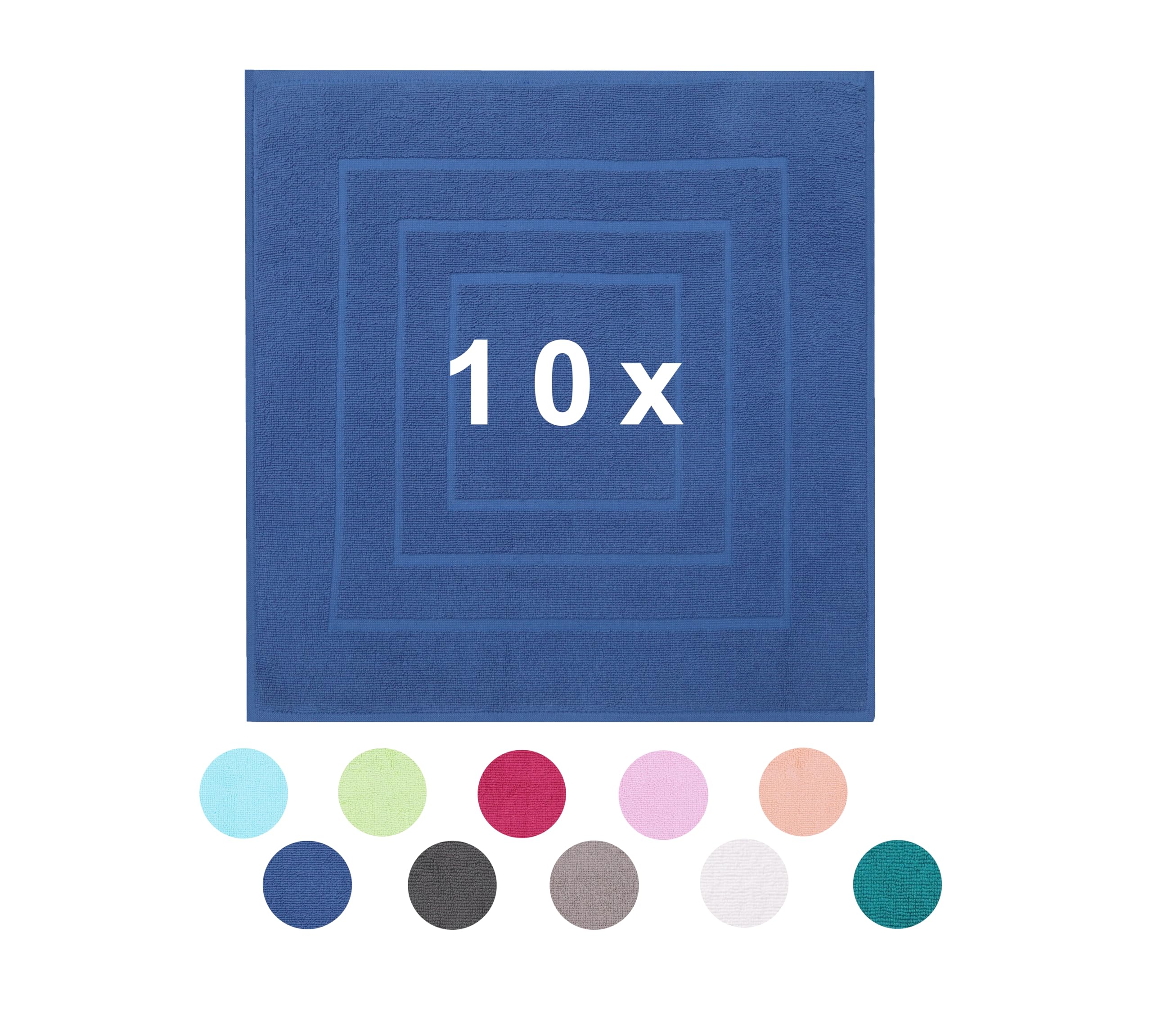 Betz Set di 10 scendibagni PALERMO misure 60 x 60 cm 100% cotone tappeto da bagno tappeto da doccia qualità 680 g/m² colore blu