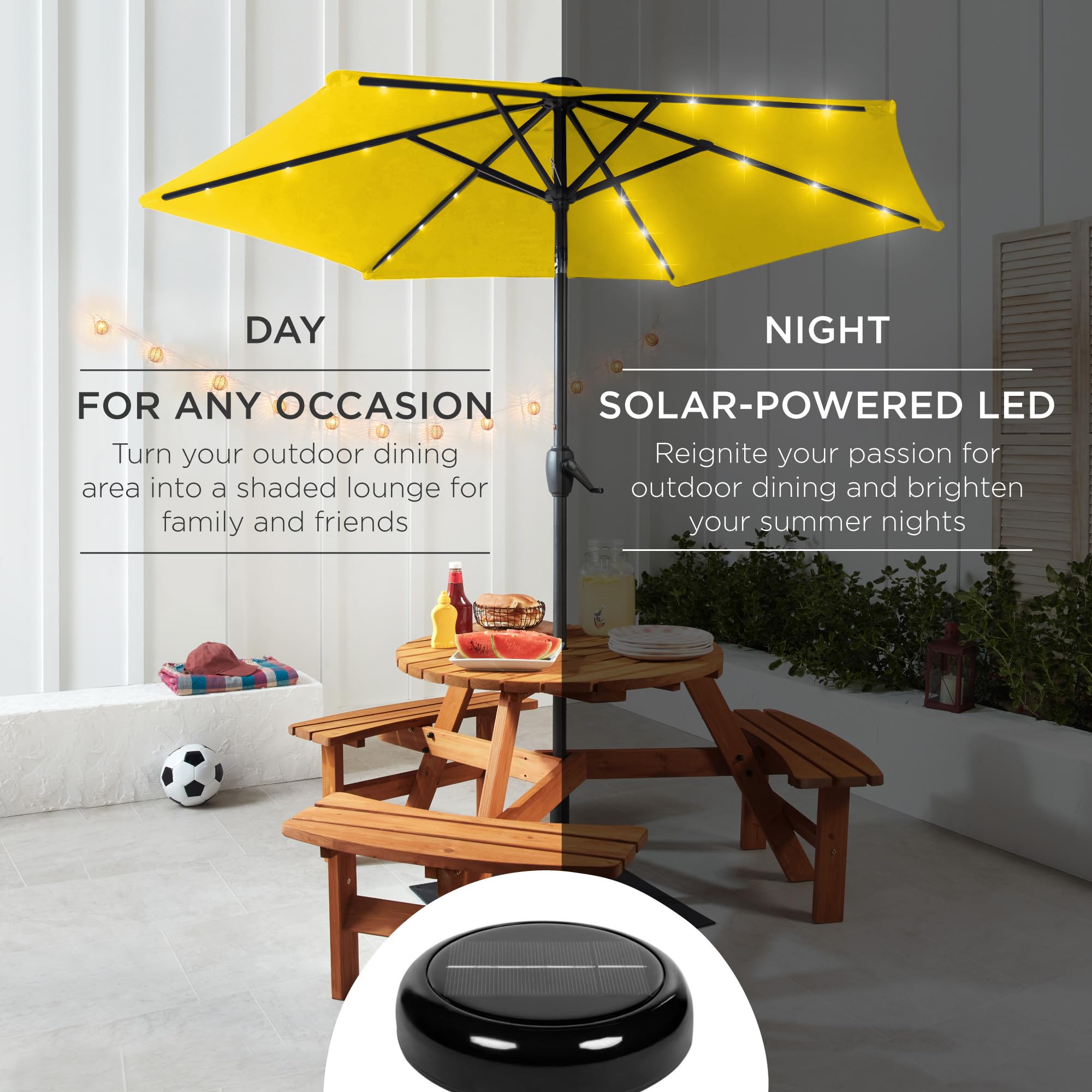 Best Choice Products 7.5ft Solar Umbrella LED Lighted Patio Umbrella, Table Market Umbrella with Tilt and Crank, Outdoor Umbrella for Garden, Deck, Backyard, Pool and Beach