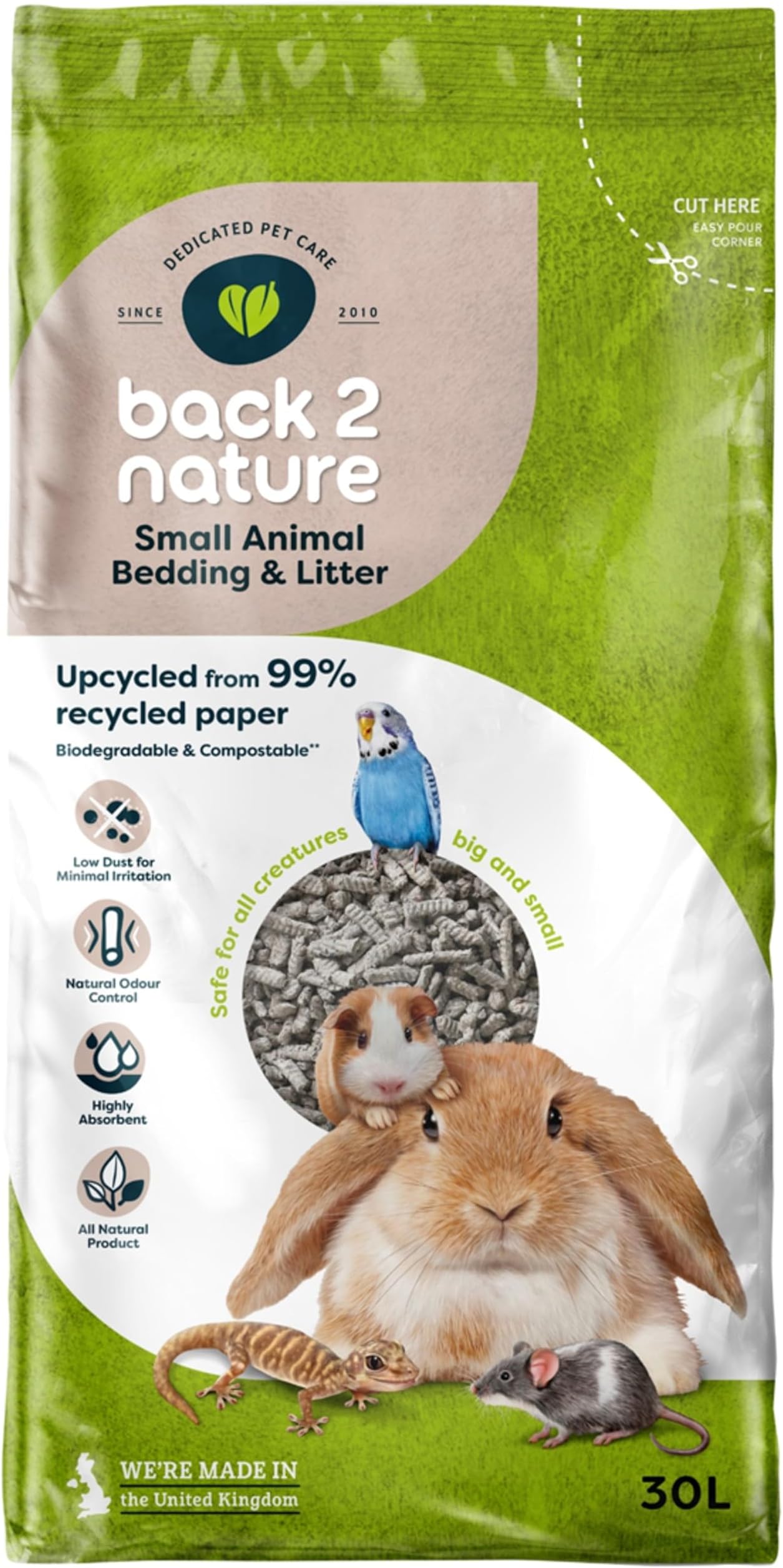 Back-2-Nature Small Animal Bedding and Litter, 30 L (Packaging May Vary)