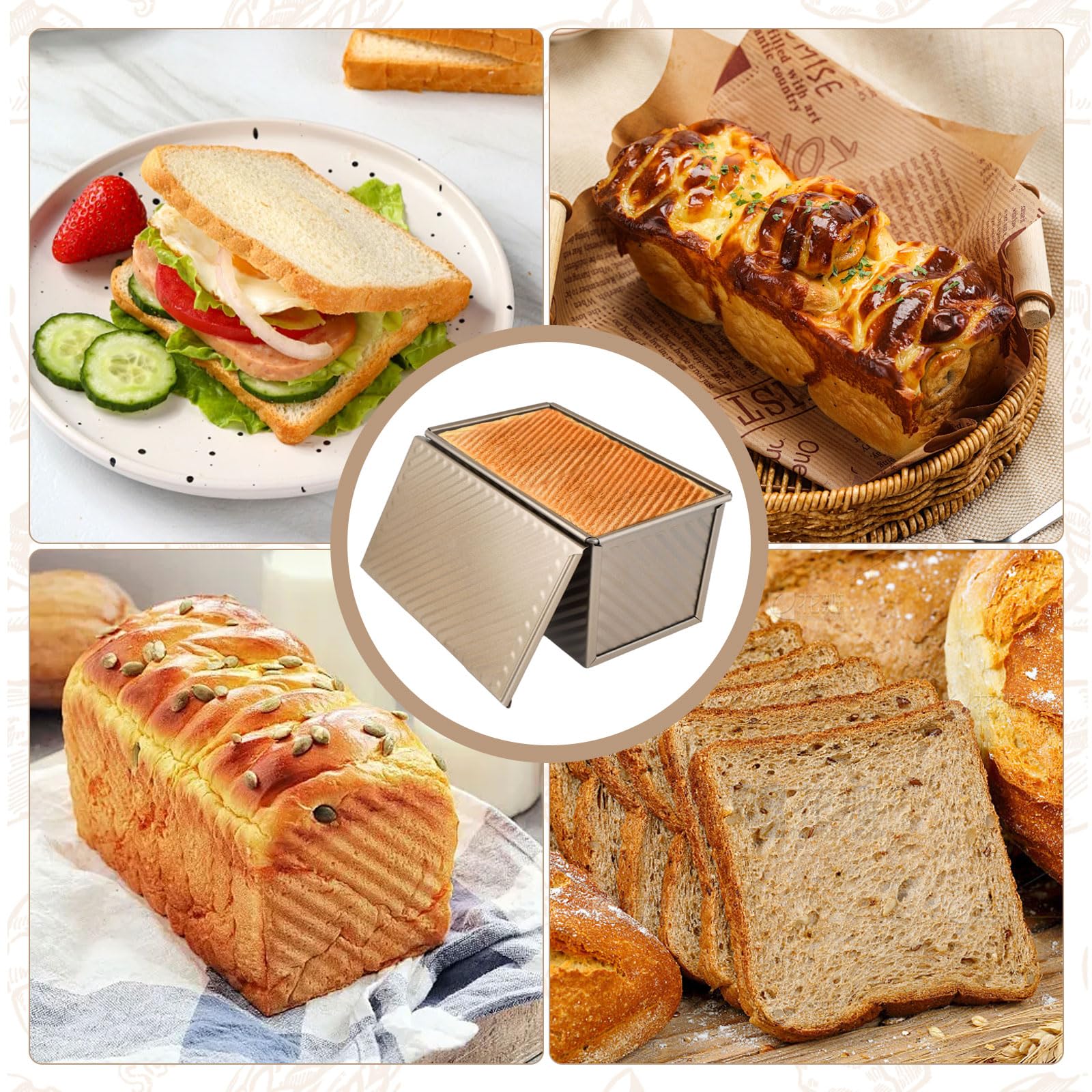 Brotbackform Mit Deckel – 450 G, Rose Gold, 21,5x11,8x11,3 Cm – Für Toastbrot, Kuchen & Gebäck, Antihaft, Aus Kohlenstoffstahl