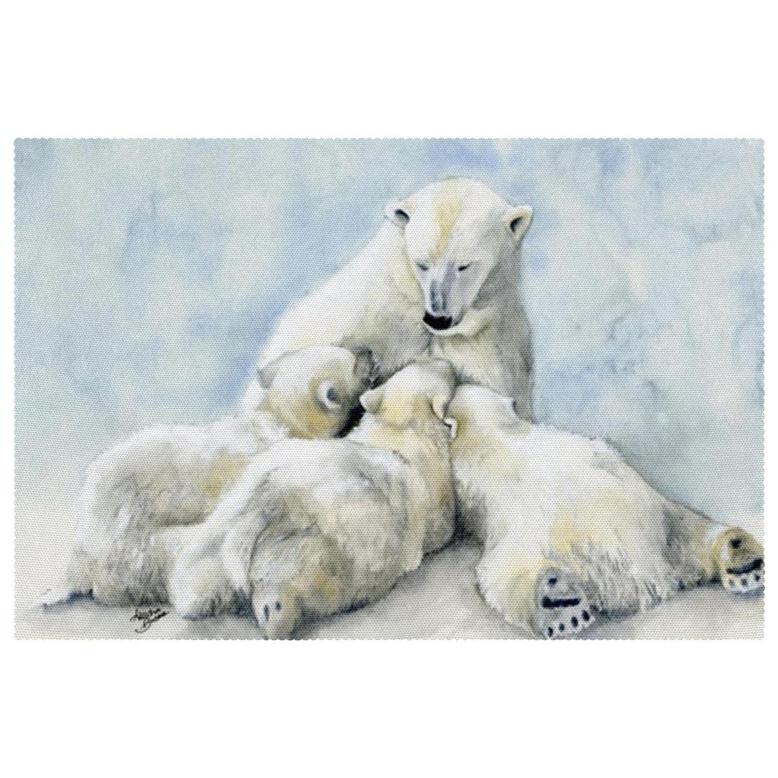 Polar Bear Family Placemats Set of 1 for Dining Table Washable Non Slip Placemat for Christmas Holiday Birthday Party Table