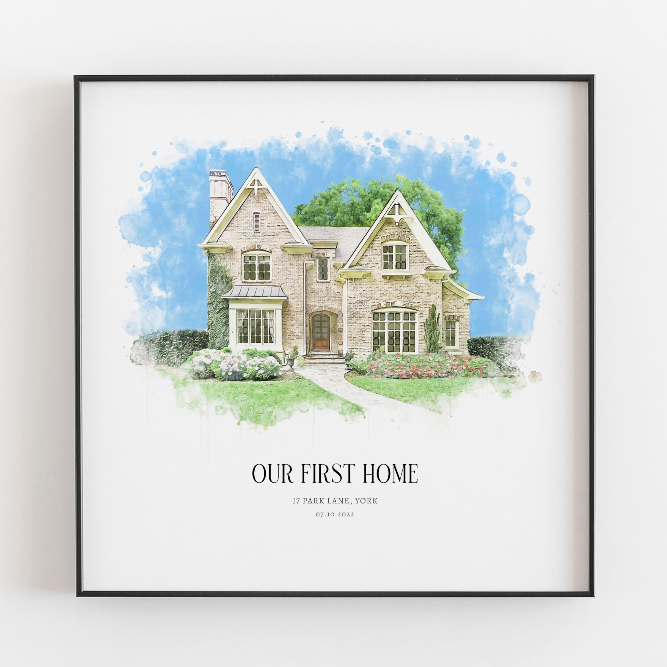 Personalised Watercolour House Portrait, New Home Print Gift, Housewarming Gift, House Sketch, Venue Drawing, Our First Home, Realtor Gift, V1 House Canvas (24x36)