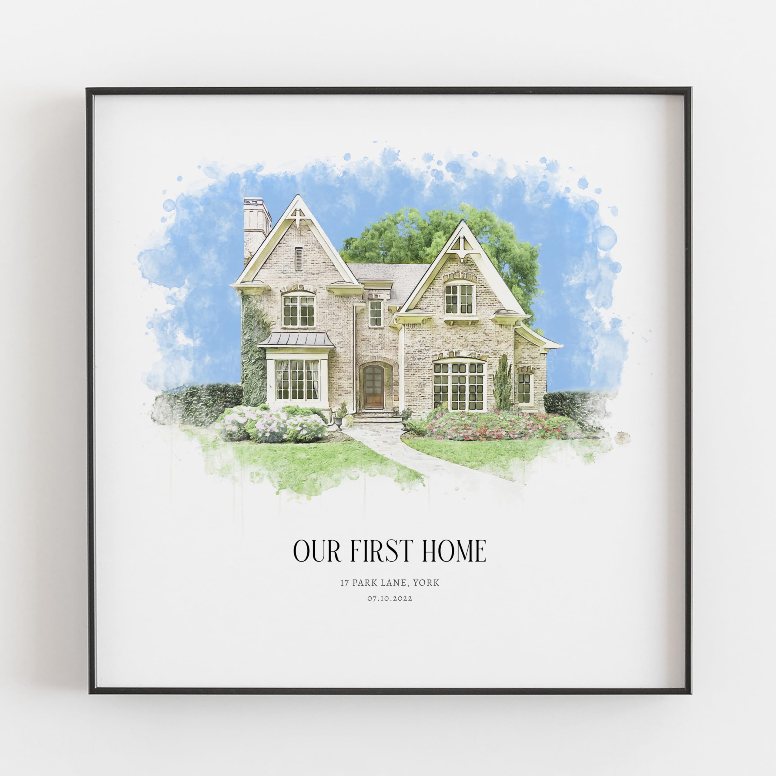 Personalised Watercolour House Portrait, New Home Print Gift, Housewarming Gift, House Sketch, Venue Drawing, Our First Home, Realtor Gift, V1 House Canvas (12x36)