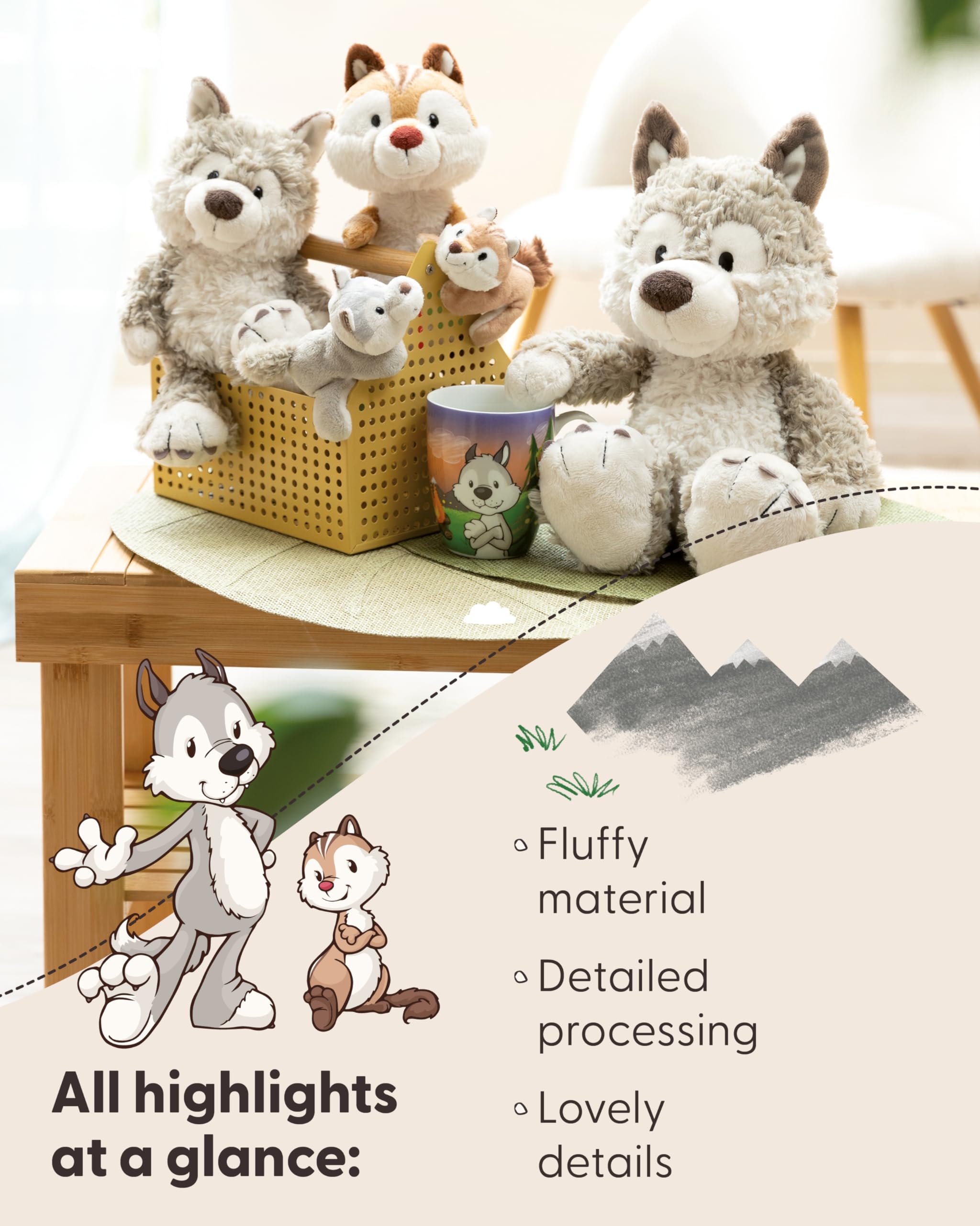 NICI FOREST FRIENDS Chipmunk cuddly toy Jojo 27cm, Fluffy soft toy for cuddling playing and cherishing - Image 4