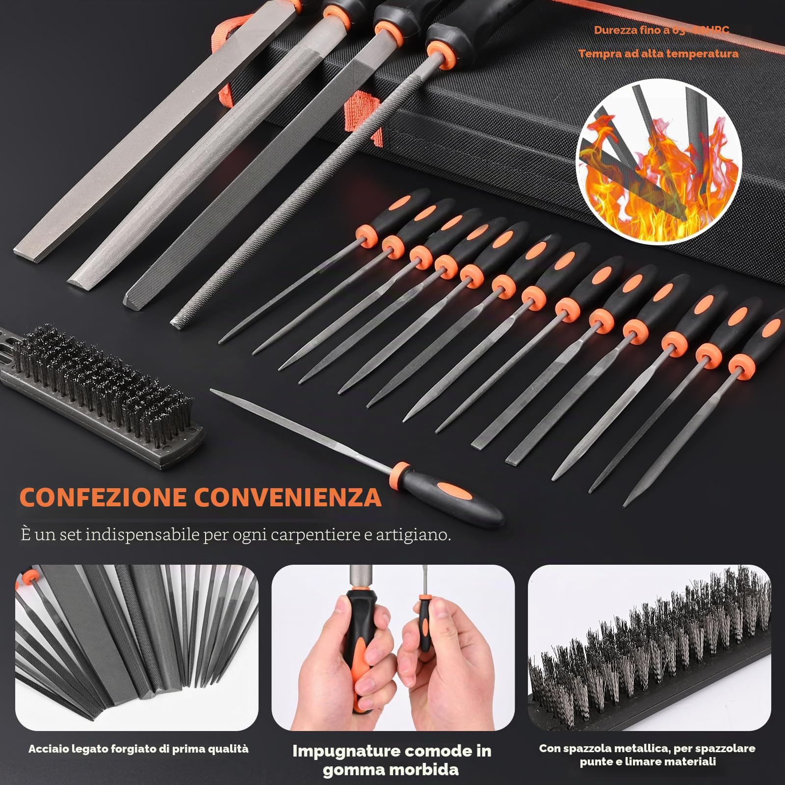 Lime Metallo, Set di 19 Lime in Metallo T12 di alta Qualità, Set di Lime Professionali in Metallo, Comprendente Lime a Punta Ppiatta, Raspa Semitonda, Lima Rotonda, Lima Triangolare e Lima Quadrata