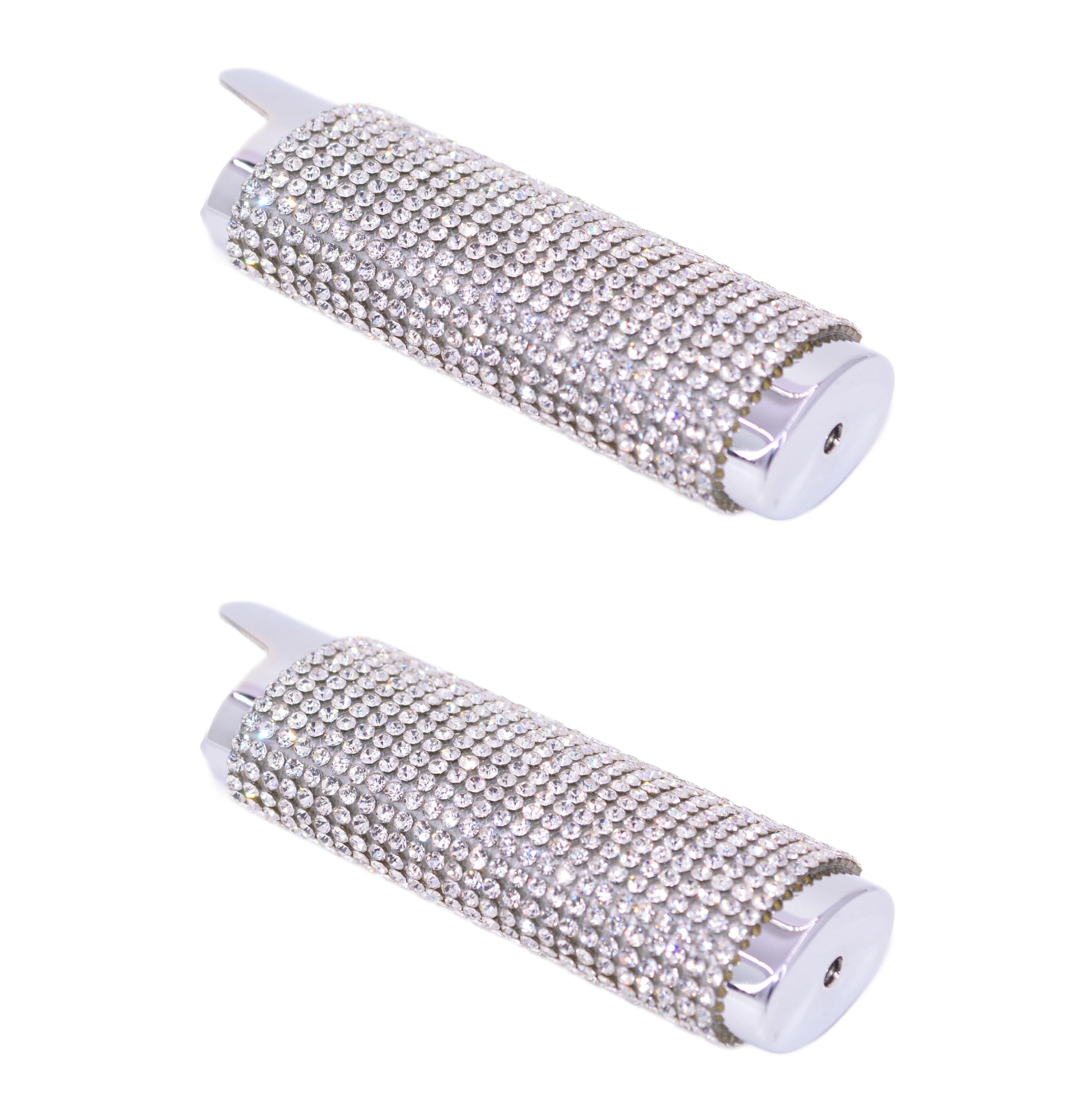 Silver Lighter Cover Sleeve With Pink Rhinestones – Fits Bic J6 Lighters (Lighter Not Included)