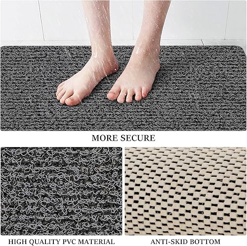 Miniatura 4 de LuxStep - Tapete de ducha, de 24 x 32 pulgadas, tapete de baño antideslizante con drenaje, tapete de baño de cloruro de polivinilo, de secado