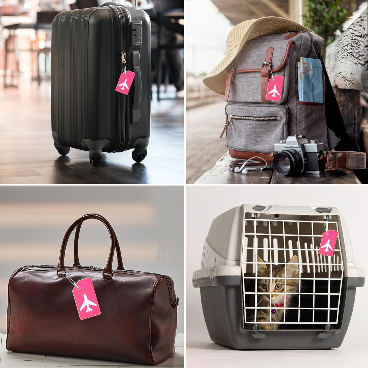 5 Pack Silicone Luggage Tag for Suitcases with Stainless Loop, TSA Approved, Privacy Protection Travel Essentials Bag Tags by Gostwo, Pink - Image 6