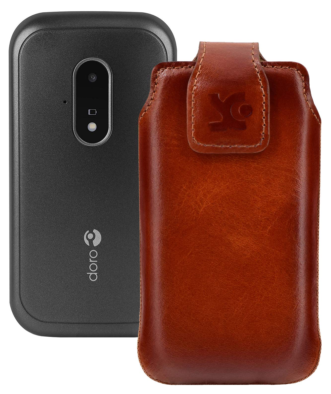 Étui Doro 2820 Suncase en cuir cognac pour protection mobile