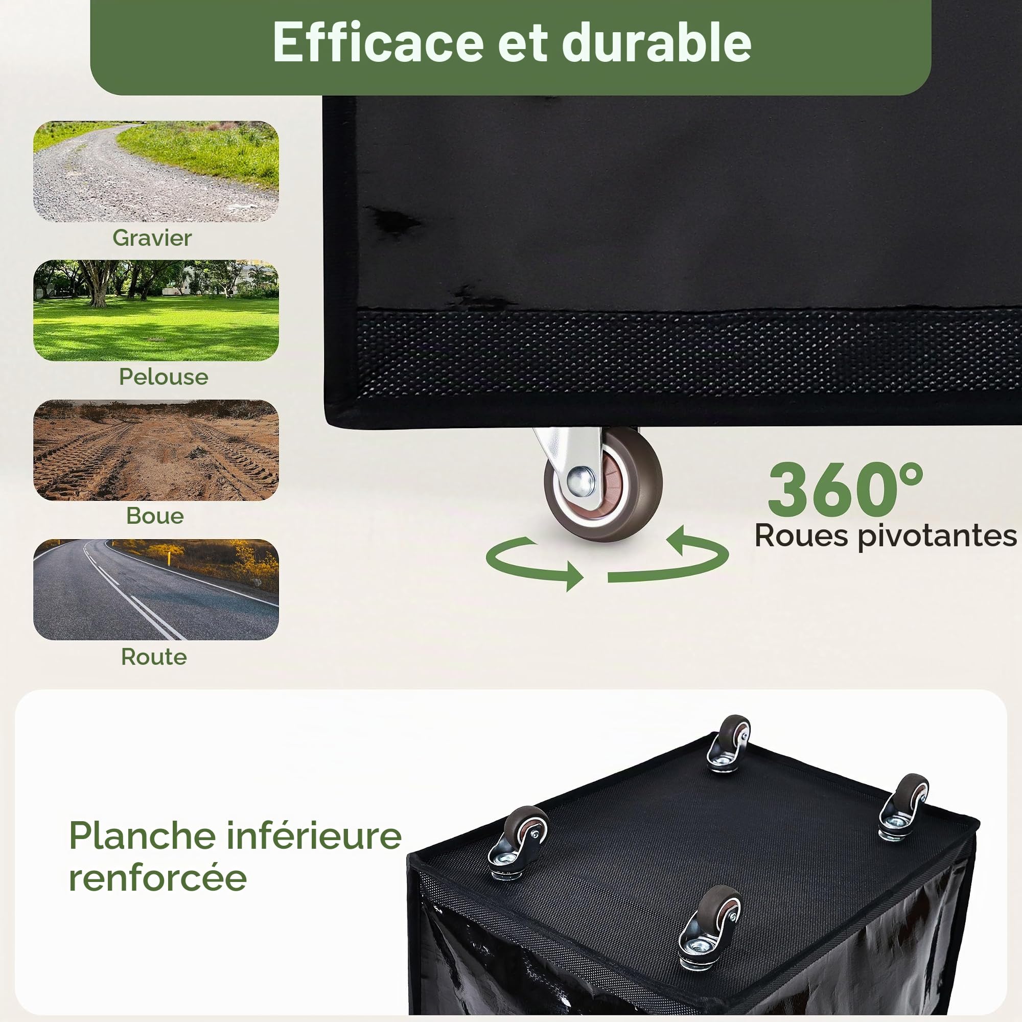 HOMESPON Caddie de Courses Pliable à roulettes Grand Imperméable Sac de Course réutilisable avec 5 poignées Robustes