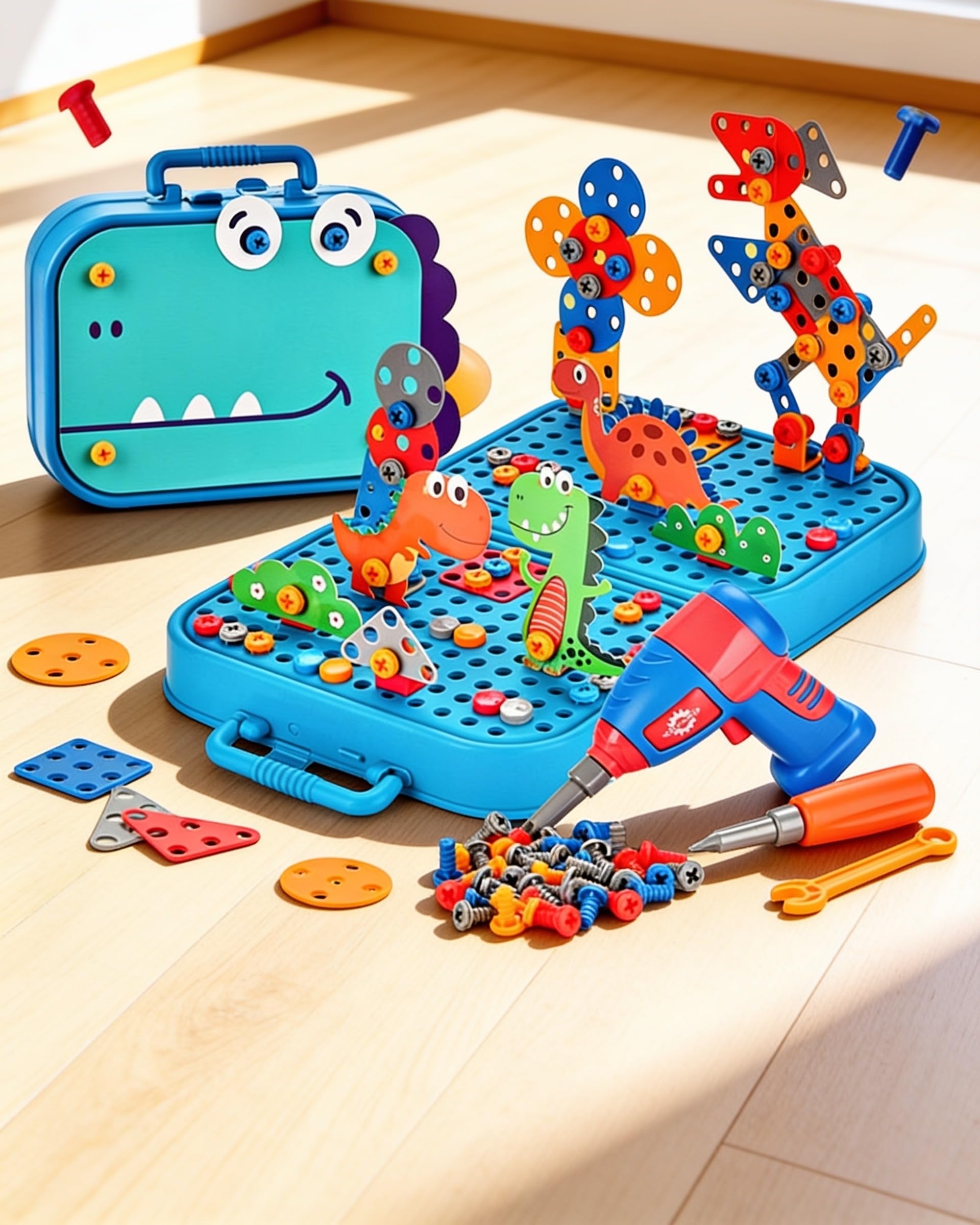 DIY Electric Drill Screw Tool Set 228 pcs 2D & 3D Puzzle Educational Kit for Kids Construction and Building Block Creative Mosaic Puzzle Toy-image-48