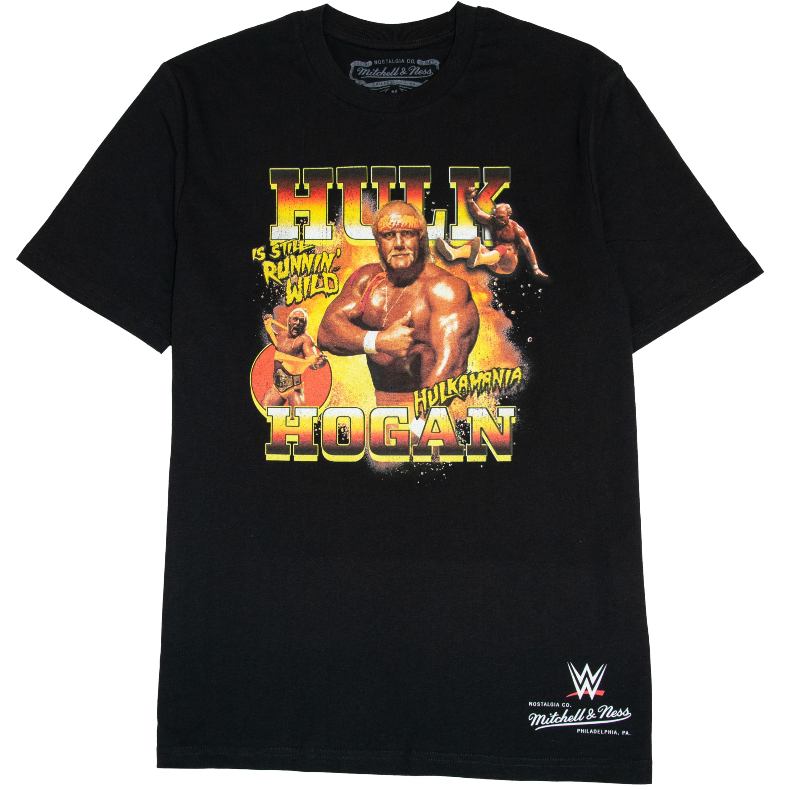 Mitchell & Ness Wrestlemania (WWE) Legends Short Sleeve T-Shirt, Black, 100% Cotton, Men, Women, Children, Unisex, Spring, Summer, Autumn, Winter, Wrestling