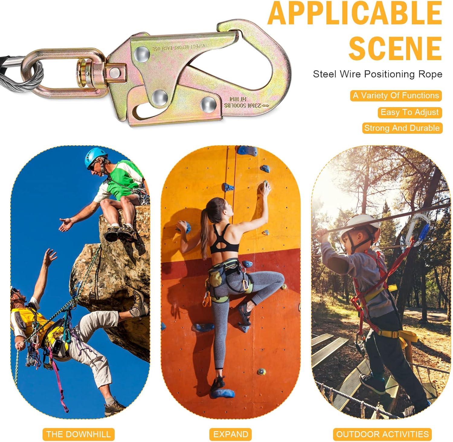 Steel Core Flipline Kit 1/2 Inch x 8 FT Adjustable Climbing Lanyard for Fall Protection Tree Climbers Arborist : Tools & Home Improvement