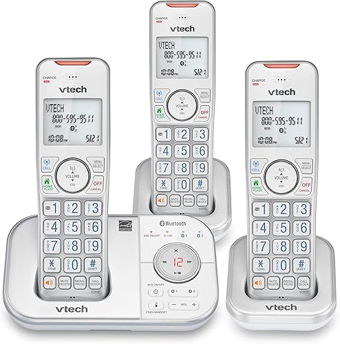 VTech Extended Range 3 teléfono inalámbrico para el hogar con bloqueo de llamadas, conectar a celular Bluetooth VTech Extended Range 3 teléfono inalámbrico para el hogar con bloqueo de llamadas, conectar a celular Bluetooth