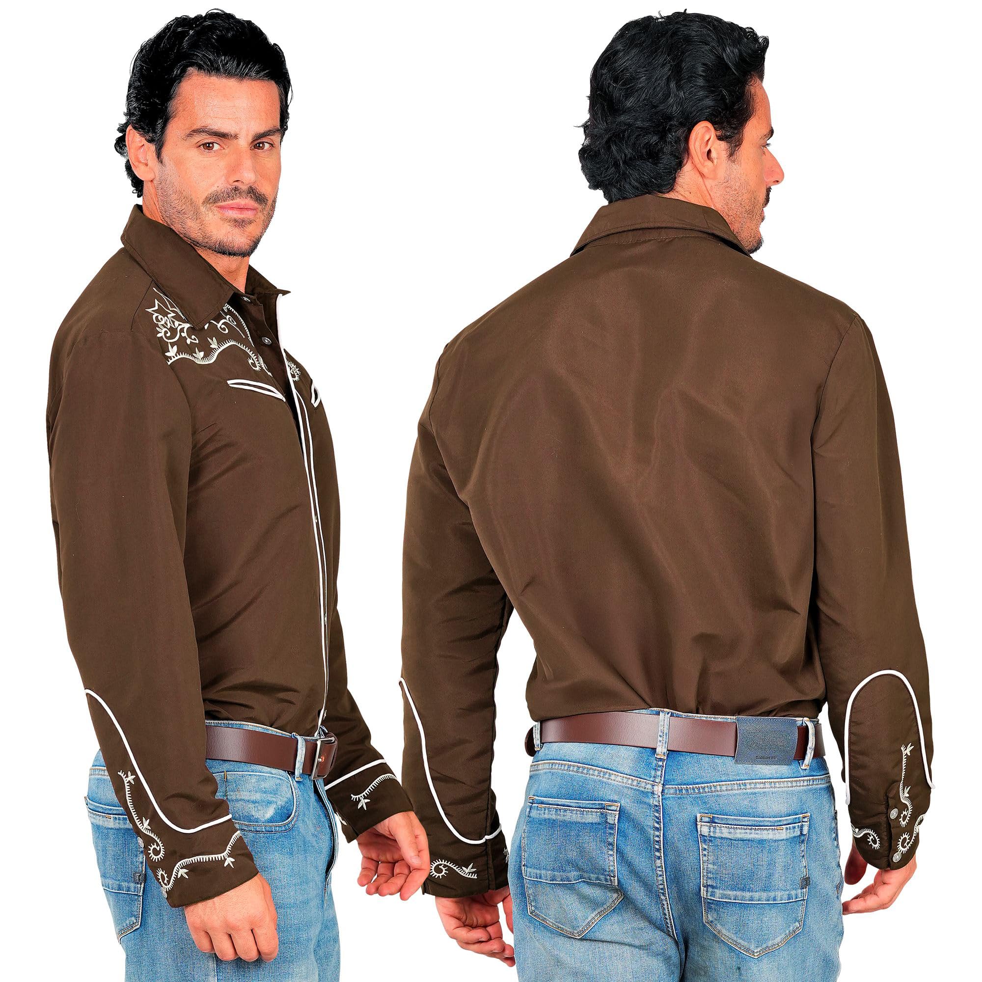 W WIDMANN MILANO Party Fashion - Camicia da cowboy da uomo, camicia western con ricami, costume per carnevale e festival