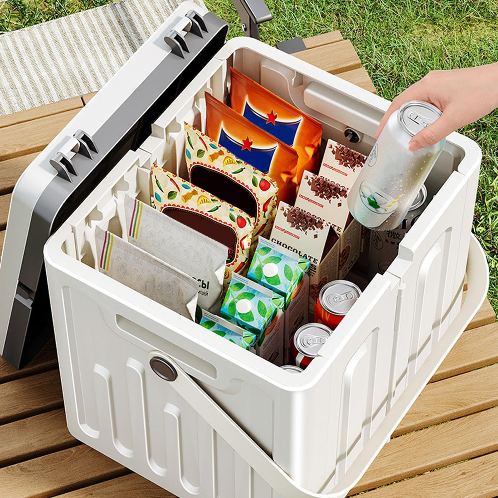 Camping Gear Box, de camping plegable con capacidad, de almacenamiento portátil de 25 l, contenedor de camping al aire libre para viajes, picnics