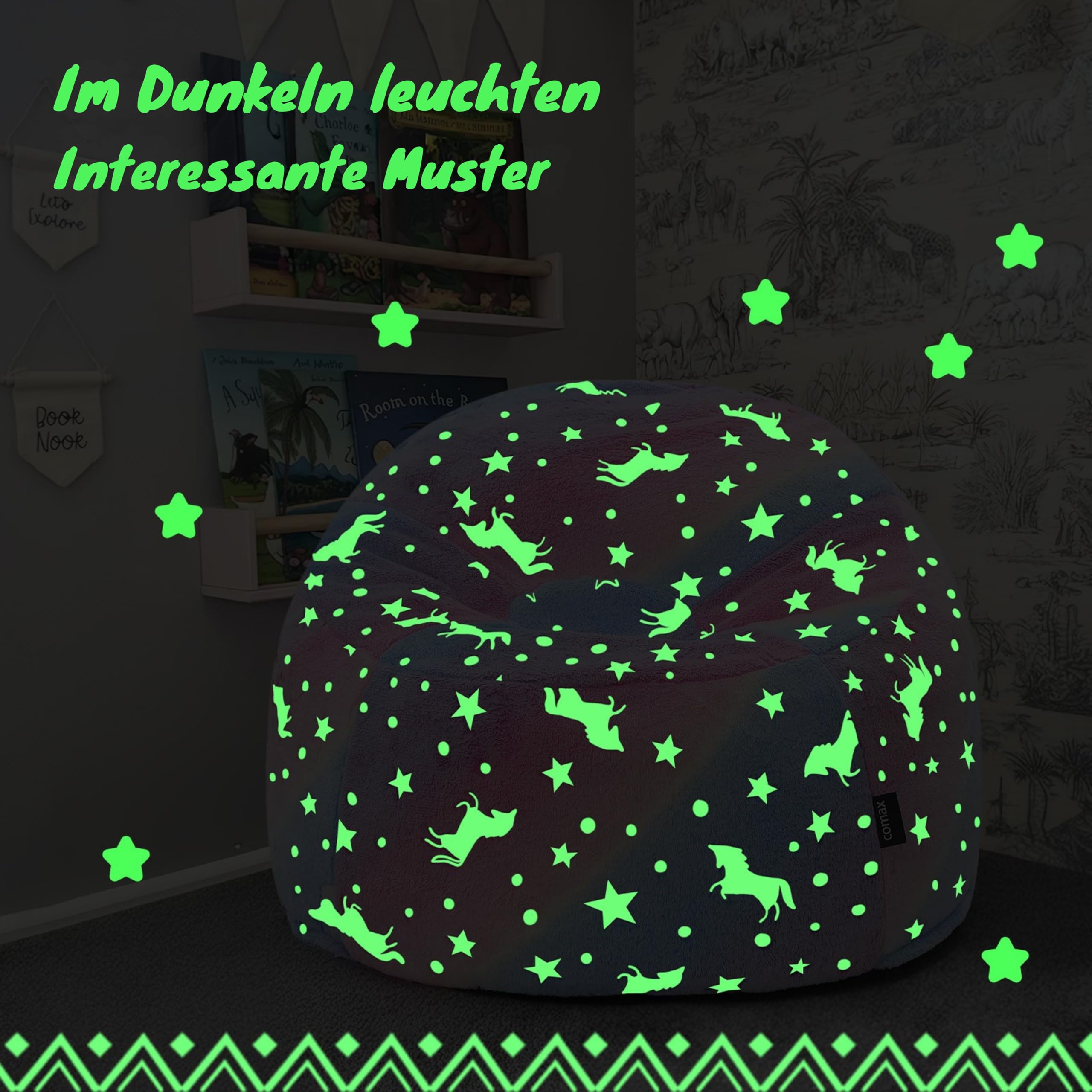 MeMoreCool Sitzsack für Kinder von 8-12 Jahren – Kinder Sitzsack Sofa mit Füllung, Bohnensack für Mädchen und Jungen, gemütlicher Bodenstuhl für Spielzimmer & Kinderzimmer, Regenbogen-Muster