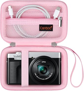 Canboc Carrying Case for Panasonic LUMIX ZS99/ TZ99/ ZS300/ LX10/ ZS80/ ZS100 Digital Camera, ZS99 Compact Camera Bag, Zipper Mesh Pocket fits USB Cable, Batteries, Pink Case Only