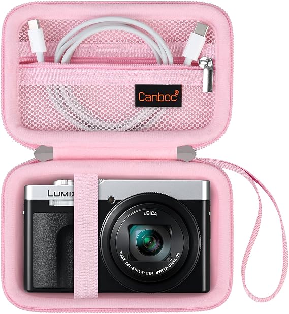 Canboc Carrying Case for Panasonic LUMIX ZS99/ TZ99/ ZS300/ LX10/ ZS80/ ZS100 Digital Camera, ZS99 Compact Camera Bag, Zipper Mesh Pocket fits USB Cable, Batteries, Pink (Case Only)
