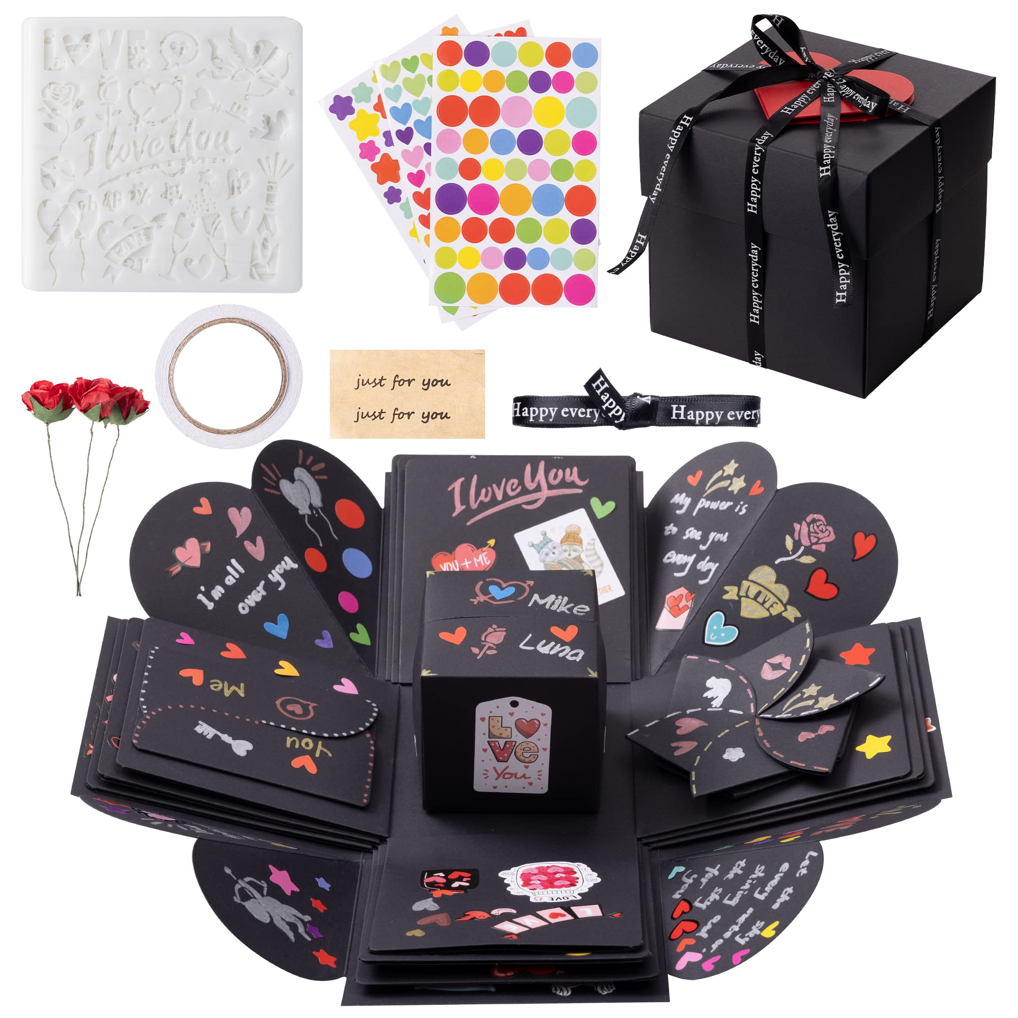 Explosion Box Scatola Regalo Sorpresa DIY - 14,5 Cm - Con Farfalle 3D - Per Compleanno, Matrimonio, San Valentino